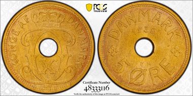 1939 N; GJ 5 Øre MS65BN