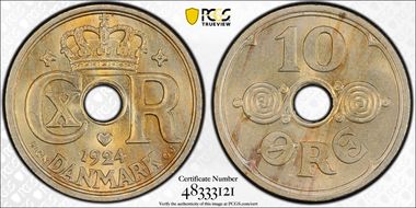 1924 HCN GJ 10 Øre MS64