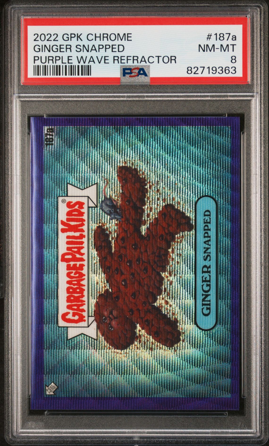 2022 Topps Garbage Pail Kids Purple Refractor #187A Ginger Snapped front