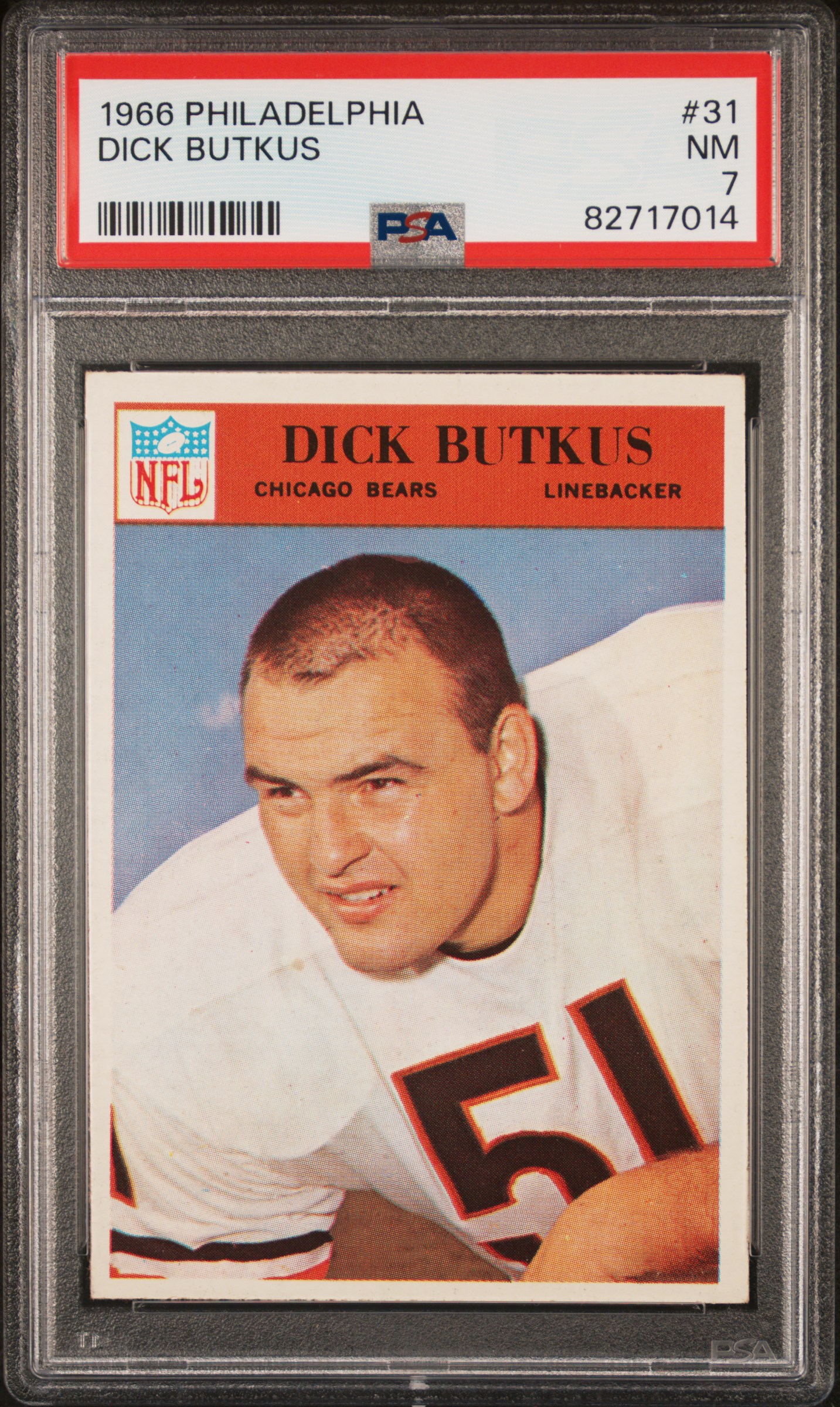 1966 Philadelphia #31 Dick Butkus Rookie Card – PSA NM 7