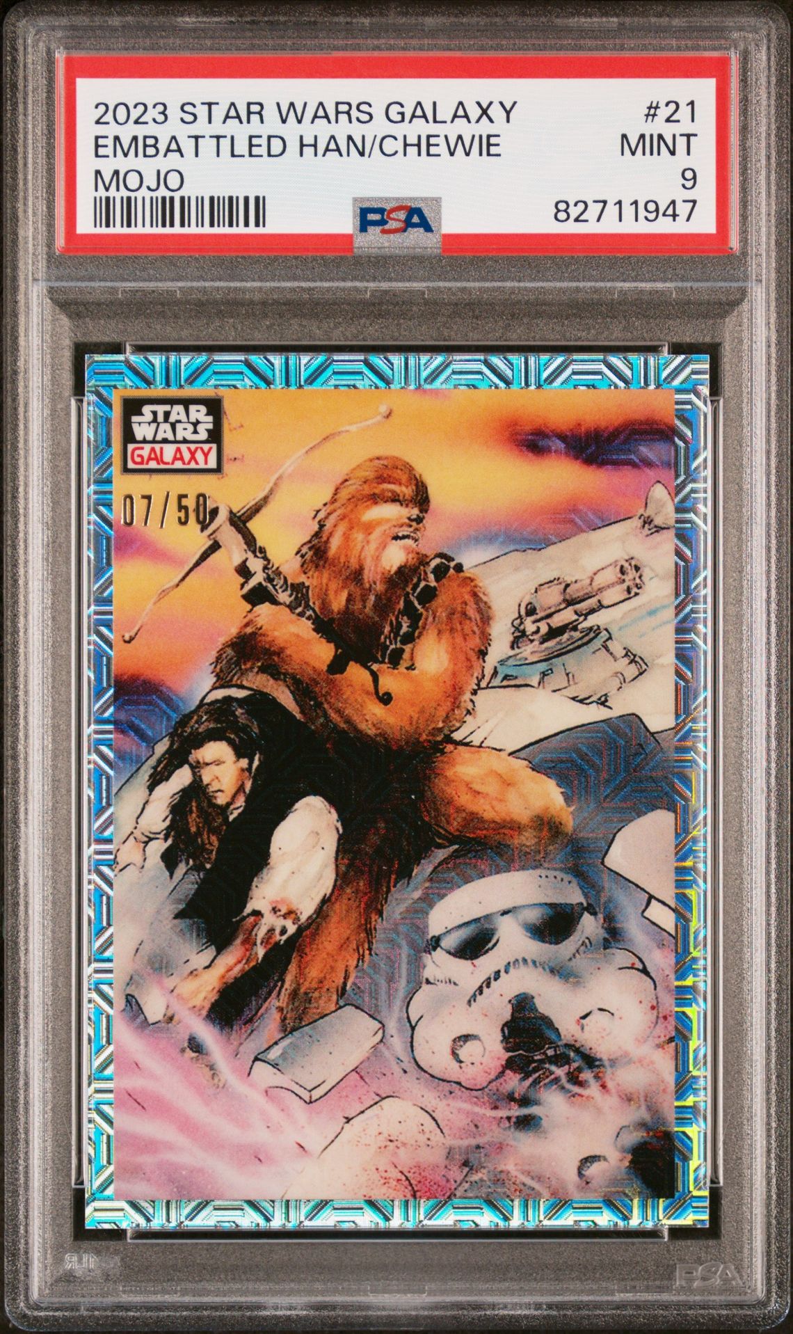 2023 Topps Chrome TOPPS CHROME STAR WARS GALAXY MOJO REFRACTOR #21 Embattled Han/Chewie front
