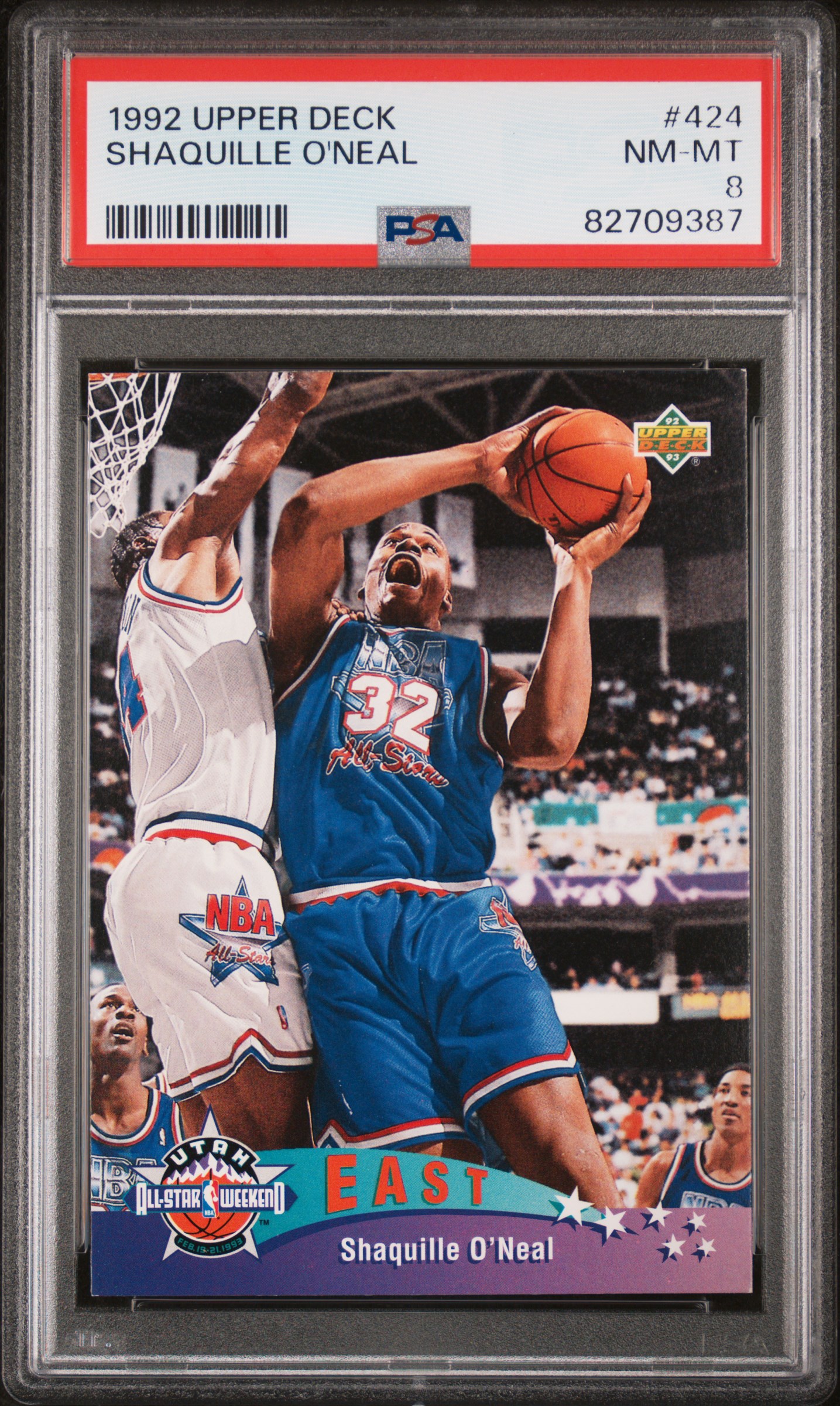 1992-93 Upper Deck #424 Shaquille O'Neal Rookie Card – PSA NM-MT 8