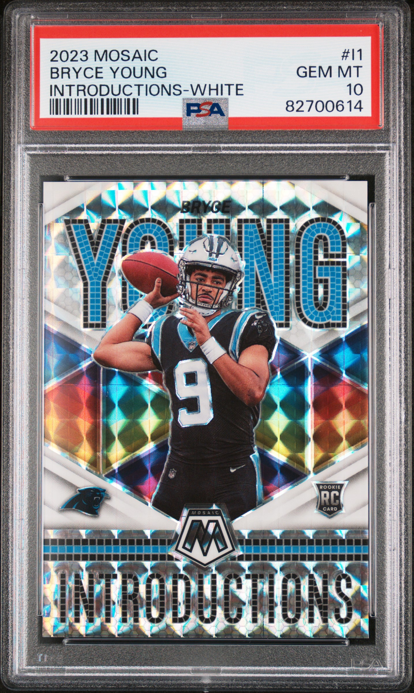 2023 Panini Mosaic Introductions White #I1 Bryce Young Rookie Card (#19/25) – PSA GEM MT 10