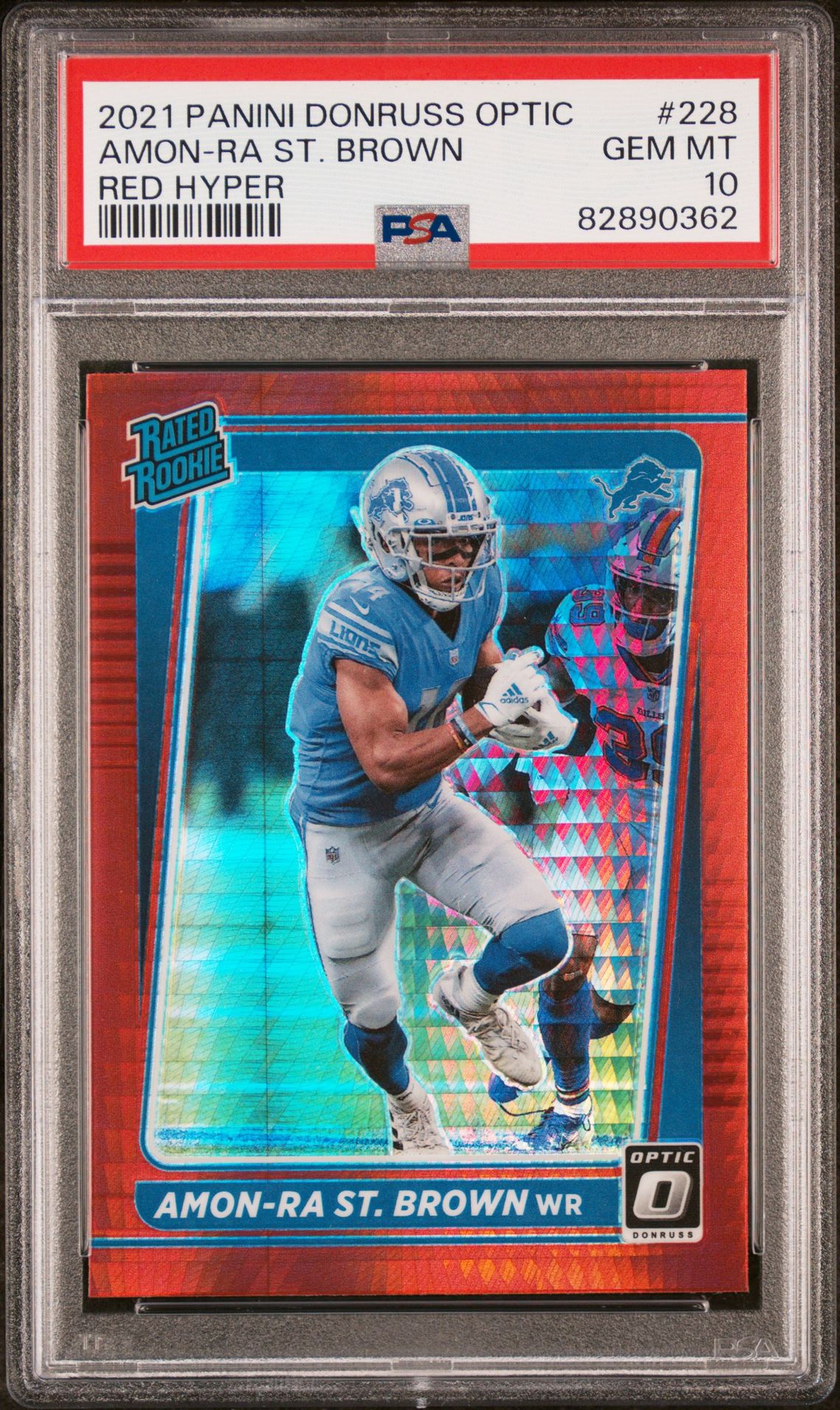 2021 Panini Donruss Optic Amon-Ra St. Brown #228 (Red Hyper) Gem Mt 10 front