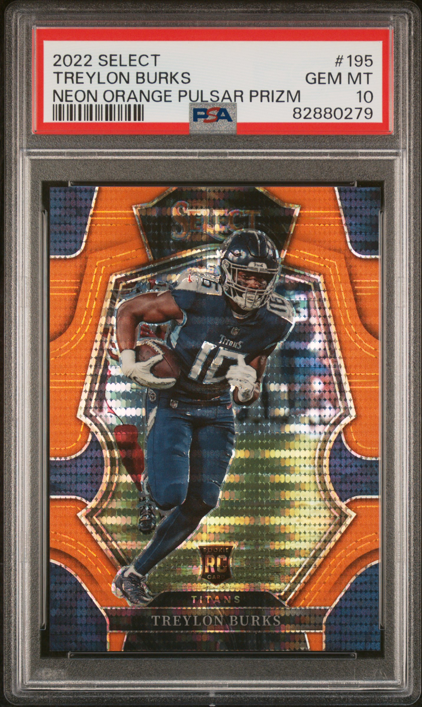 2022 Panini Select Neon Orange Pulsar Prizm #195 Treylon Burks Rookie Card (#5/7) - PSA GEM MT 10 - Pop 1