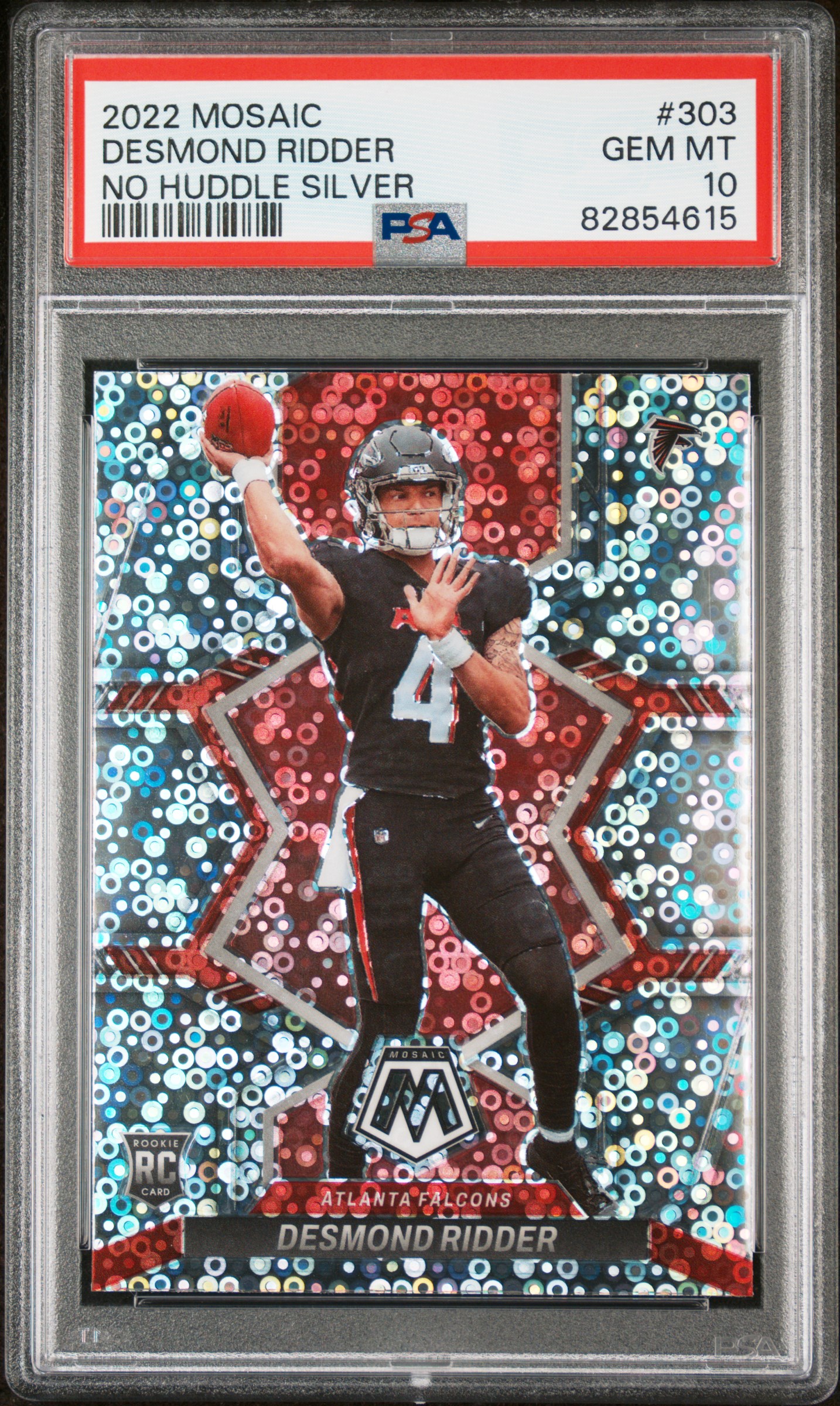 2022 Panini Mosaic No Huddle Silver #303 Desmond Ridder Rookie Card - PSA GEM MT 10