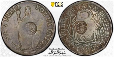 (1834-37) 8 R KM-138.2 C/M on Peru 8R N1