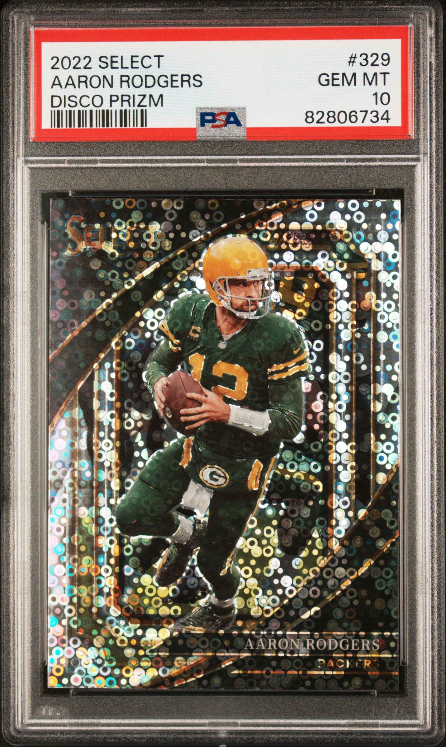 2022 Panini Select Disco Prizm #329 Aaron Rodgers – PSA GEM MT 10