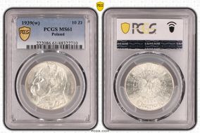 1939(w) 10 Zl KM-29  Ag MS61