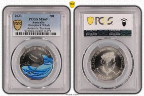 2023 50C Humpback Whale Colorized Antarctic Territory MS69