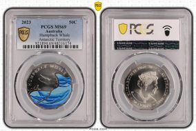 2023 50C Humpback Whale Colorized Antarctic Territory MS69