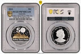 2023 50C Sydney Opera House 50th Ann. Ag Partial Gilt PR70DCAM