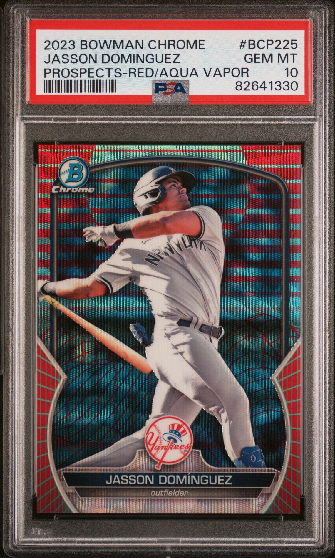2023 Bowman BOWMAN CHROME PROSPECTS PRSPCTS-RED/AQUA VAPOR REF #BCP225 Jasson Dominguez front
