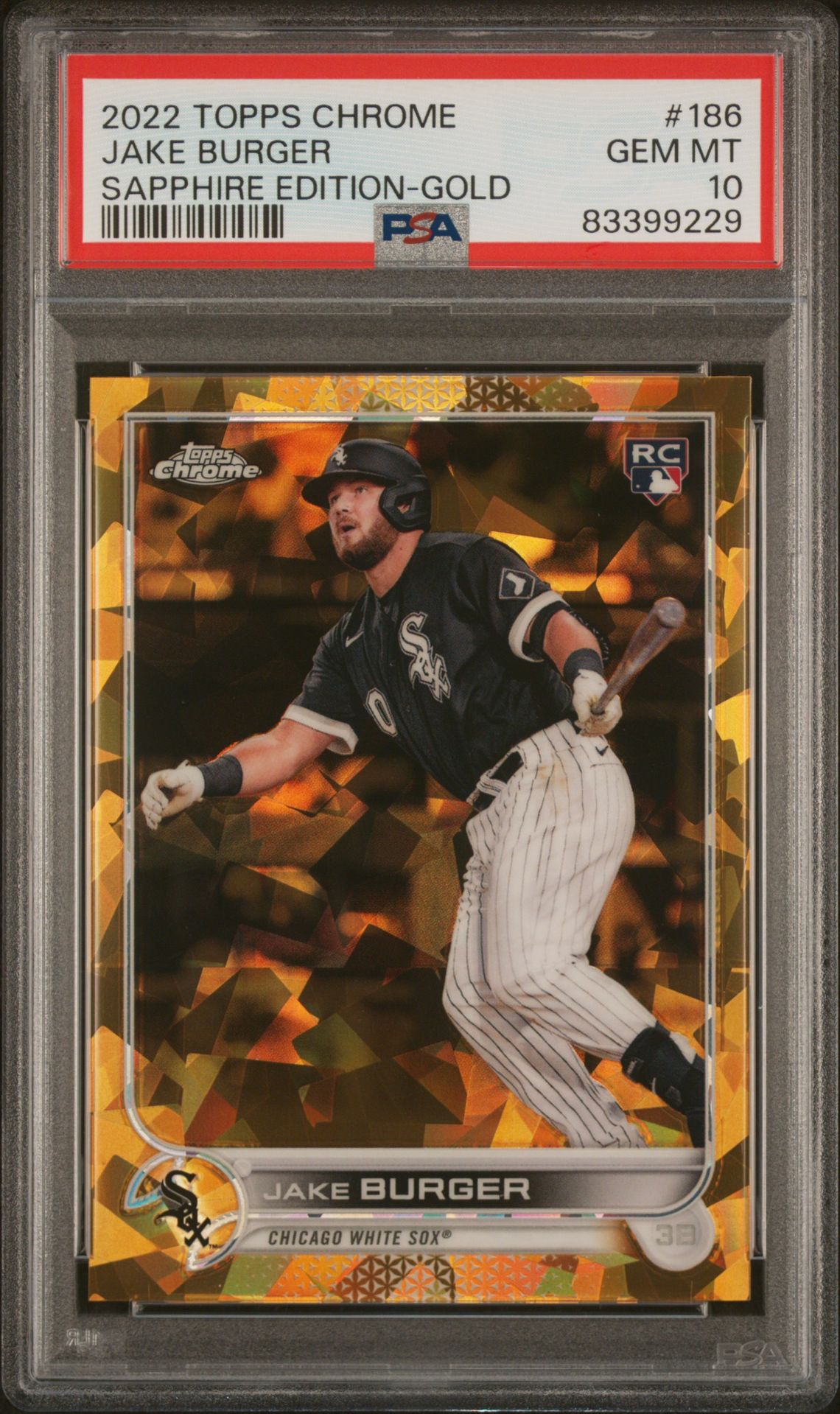 2022 Topps Chrome Sapphire Edition Jake Burger #186 (Sapphire Edition-Gold) Gem Mt 10 front
