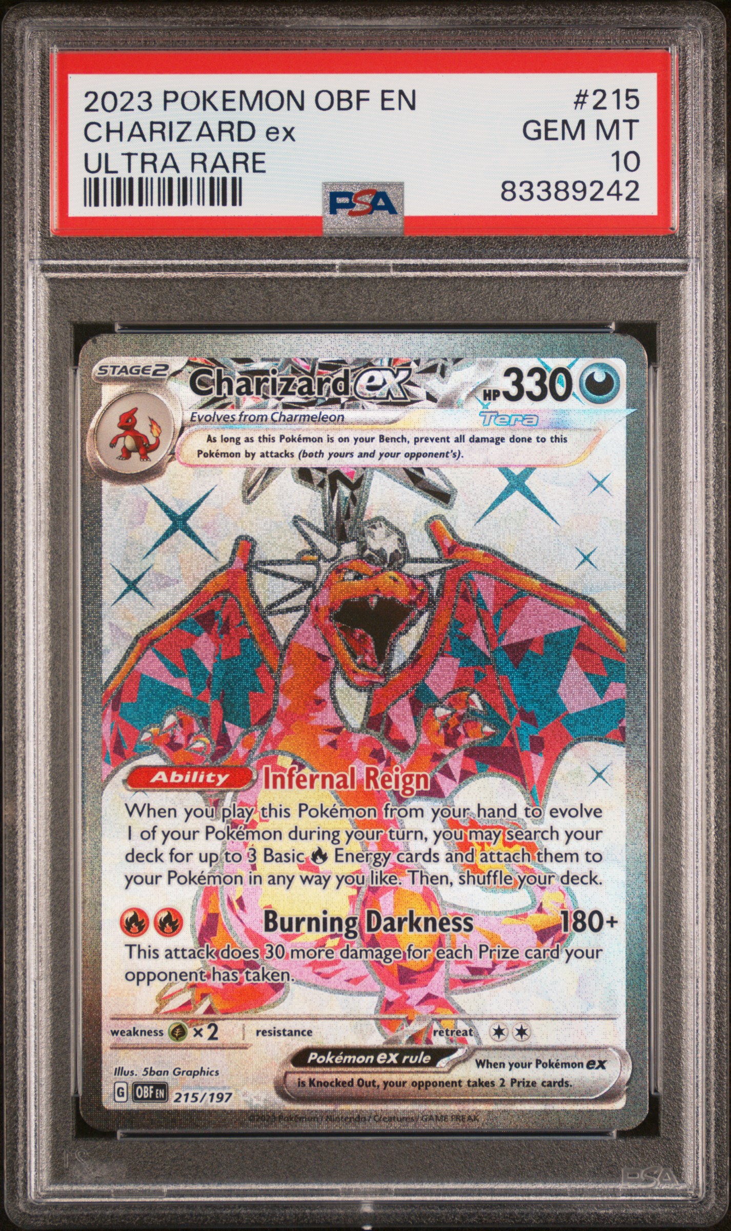 2023 POKEMON OBF EN-OBSIDIAN FLAMES #215 CHARIZARD ex ULTRA RARE