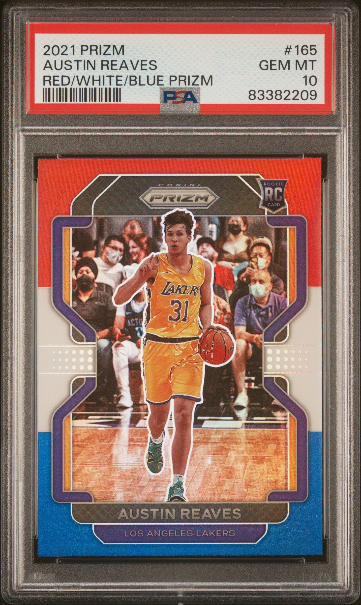 2021 PANINI PRIZM #165 AUSTIN REAVES RED/WHITE/BLUE PRIZM