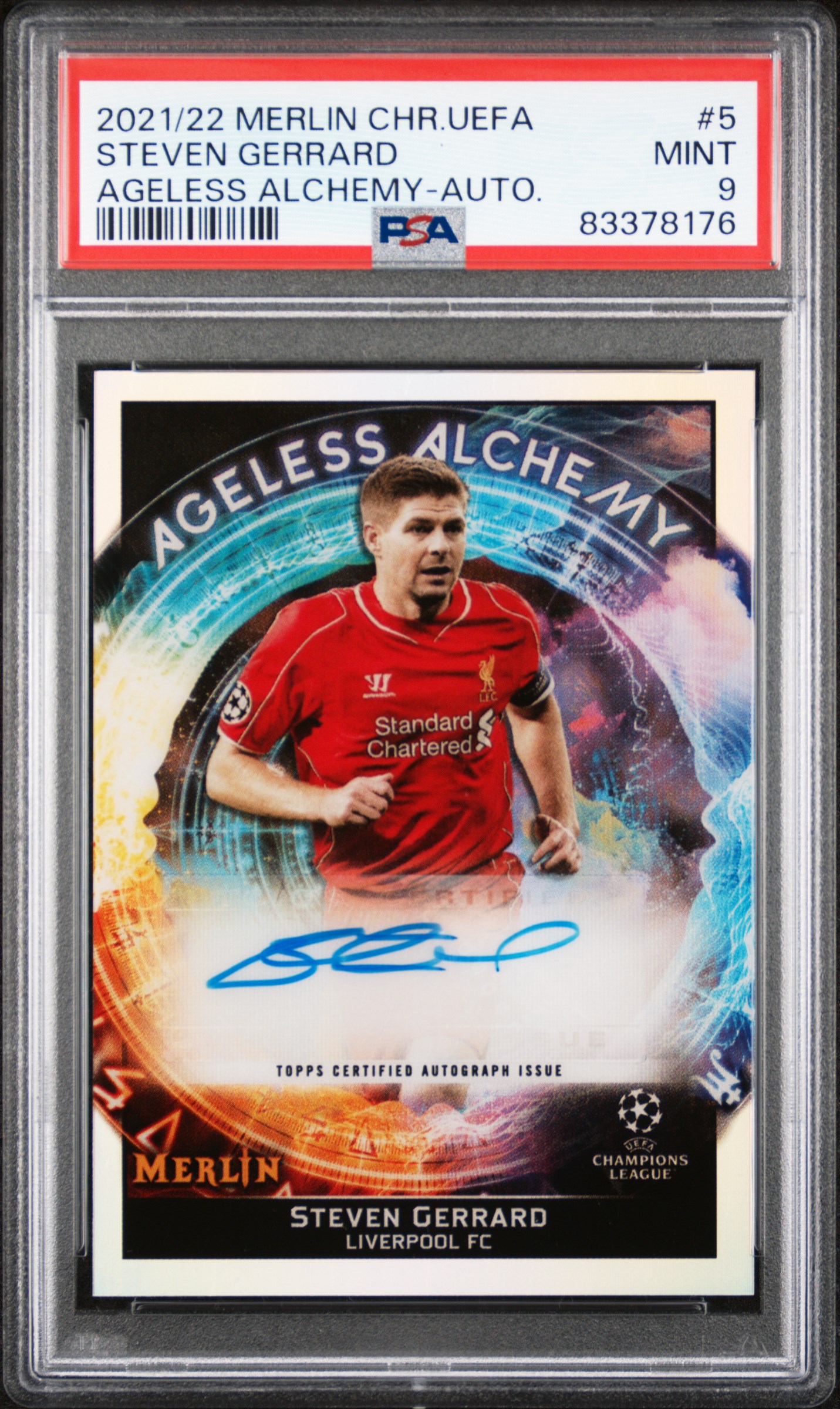 2021-2022 TOPPS MERLIN CHROME UEFA LEAGUE AGELESS ALCHEMY #5 STEVEN GERRARD AGELESS ALCHEMY-AUTO.
