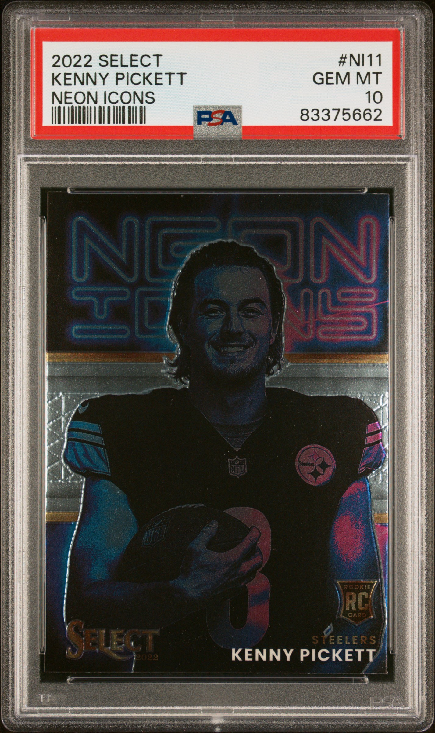 2022 Panini Select Neon Icons Ni11 Kenny Pickett Rookie Card – PSA GEM MT 10