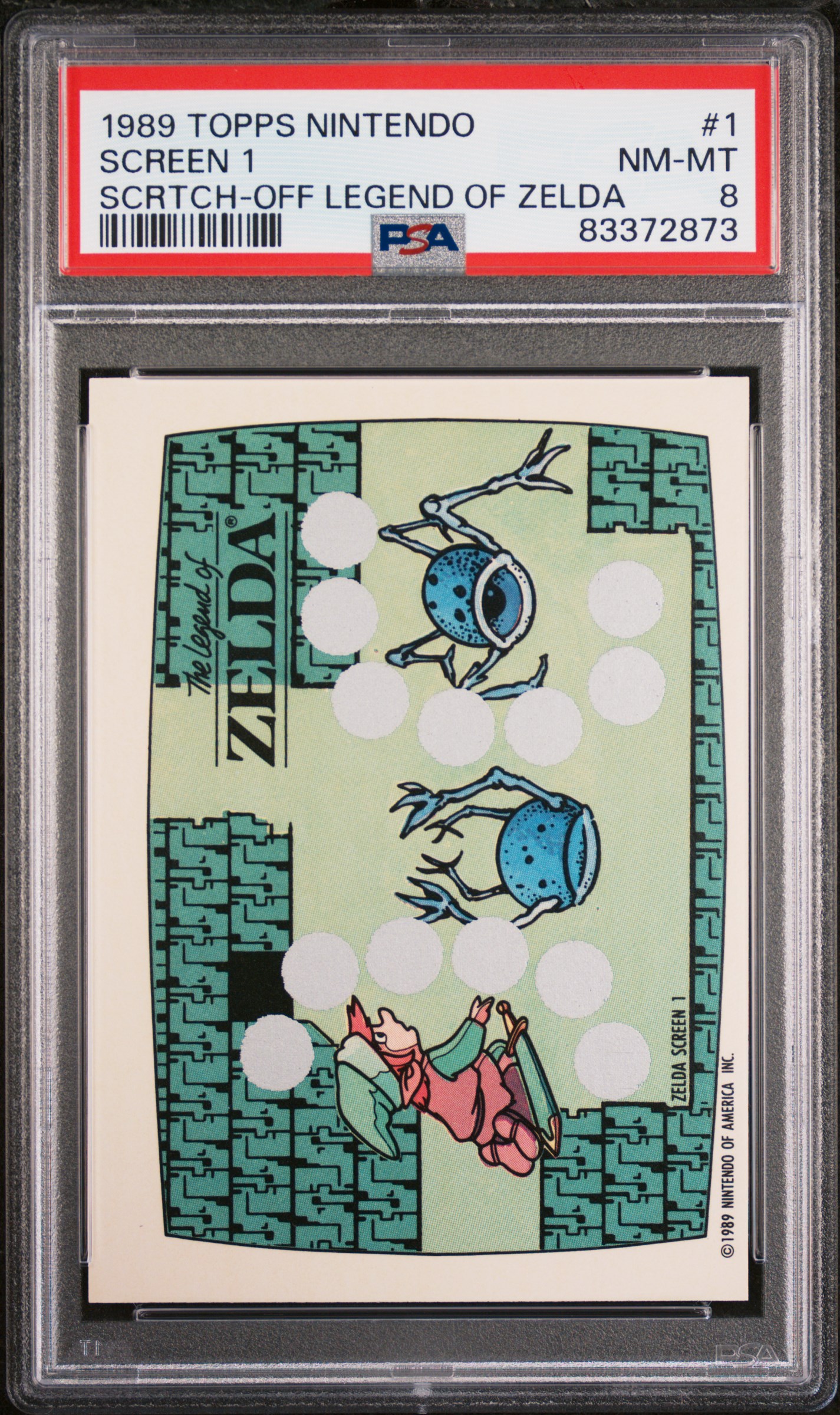1989 TOPPS NINTENDO SCRATCH-OFF LEGEND OF ZELDA #1 SCREEN 1 SCRTCH-OFF LEGEND OF ZELDA