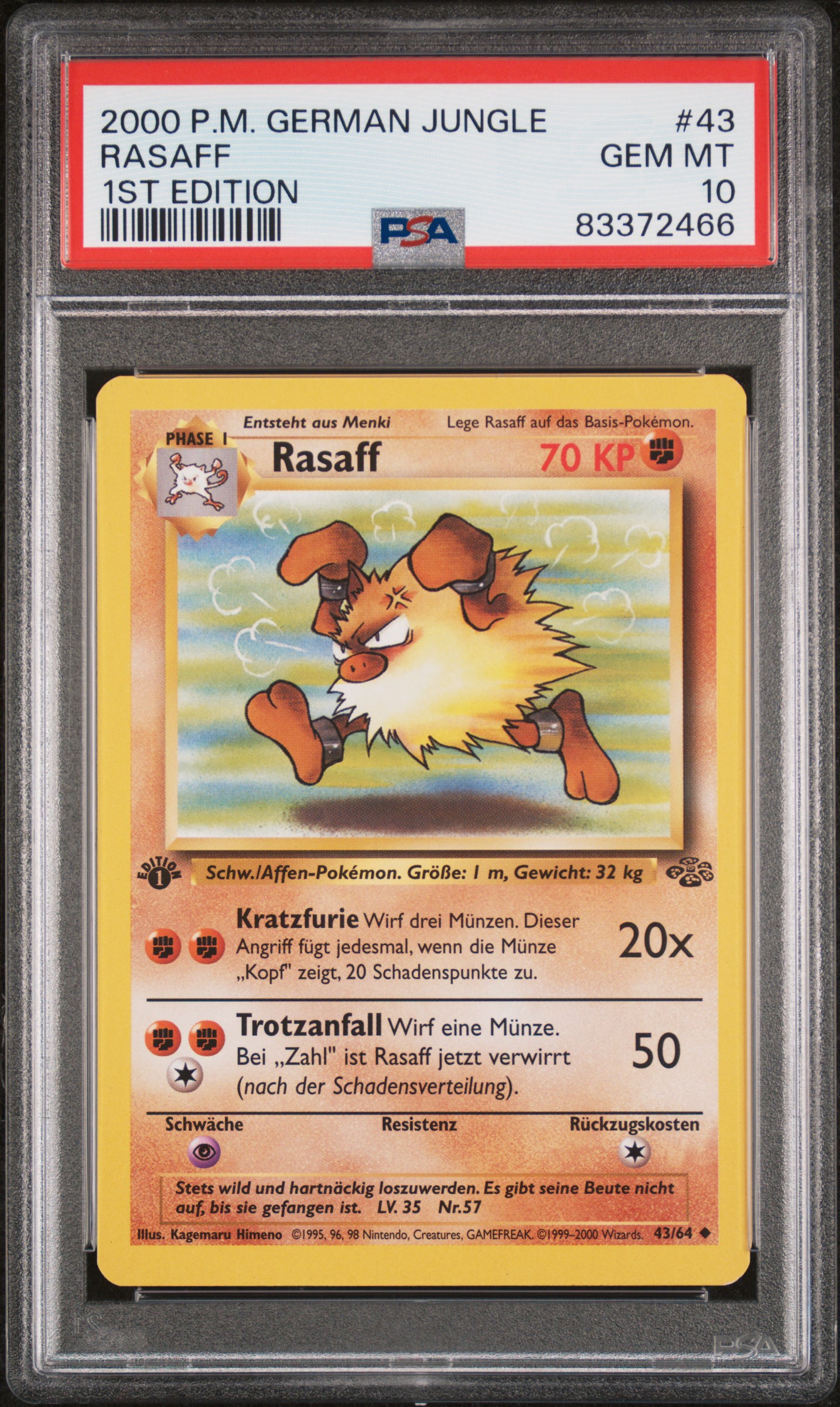 2000 POKEMON GERMAN JUNGLE #43 RASAFF 1ST EDITION
