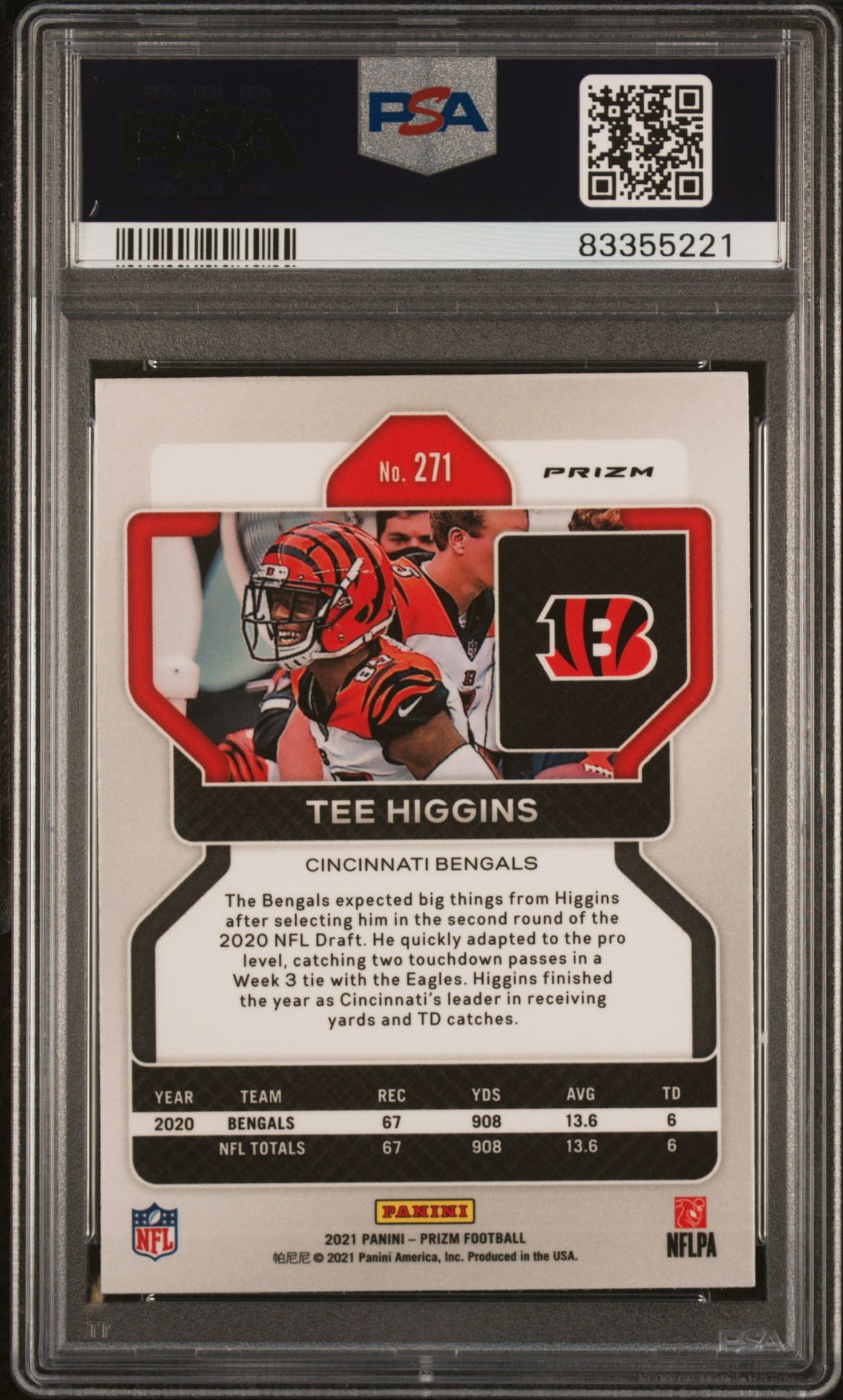 2021 Panini Prizm Tee Higgins #271 (Green Prizm) Mint 9 back