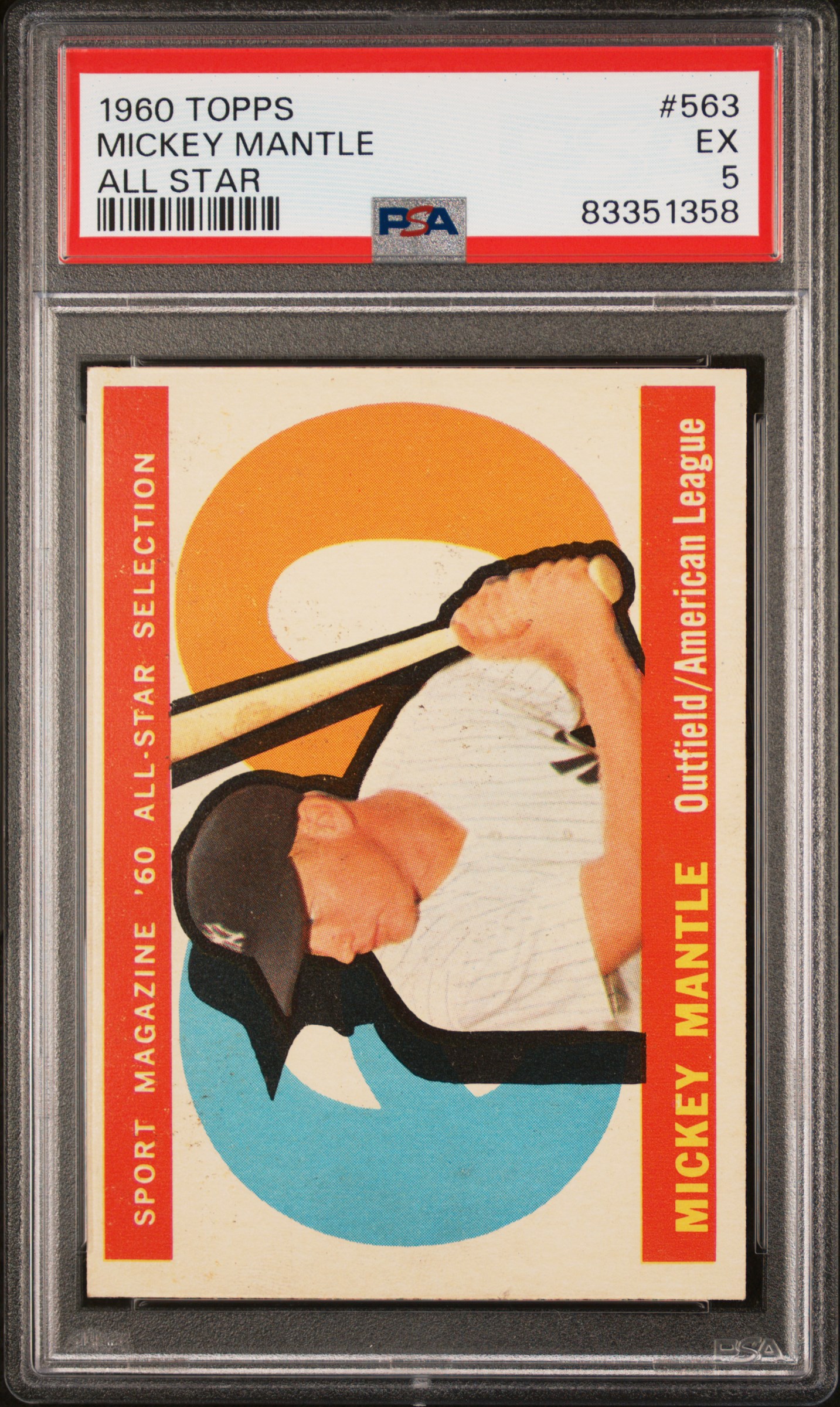 1960 TOPPS #563 MICKEY MANTLE ALL STAR