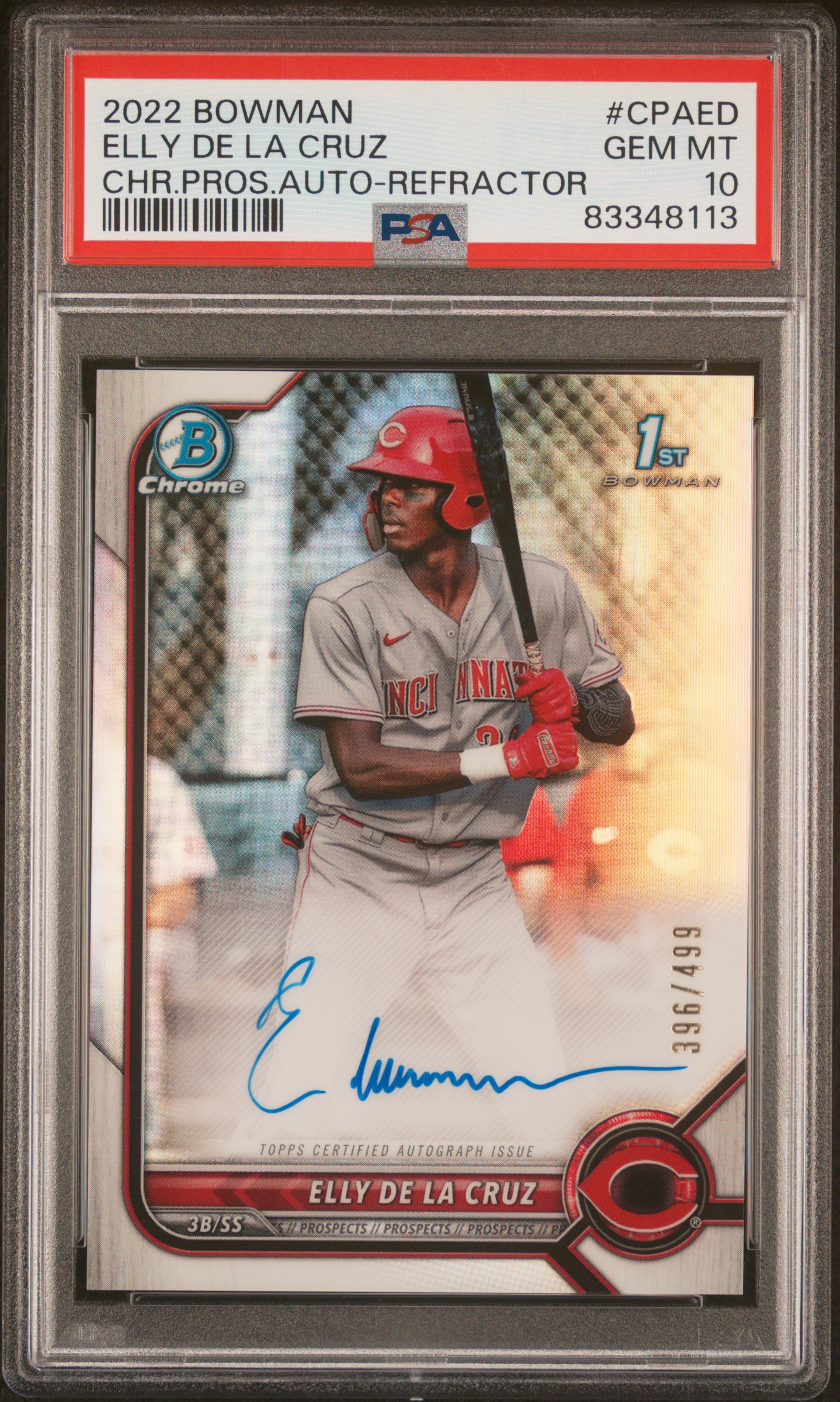 2022 BOWMAN CHROME PROSPECT AUTOGRAPHS #CPAED ELLY DE LA CRUZ CHR.PROS.AUTO-REFRACTOR