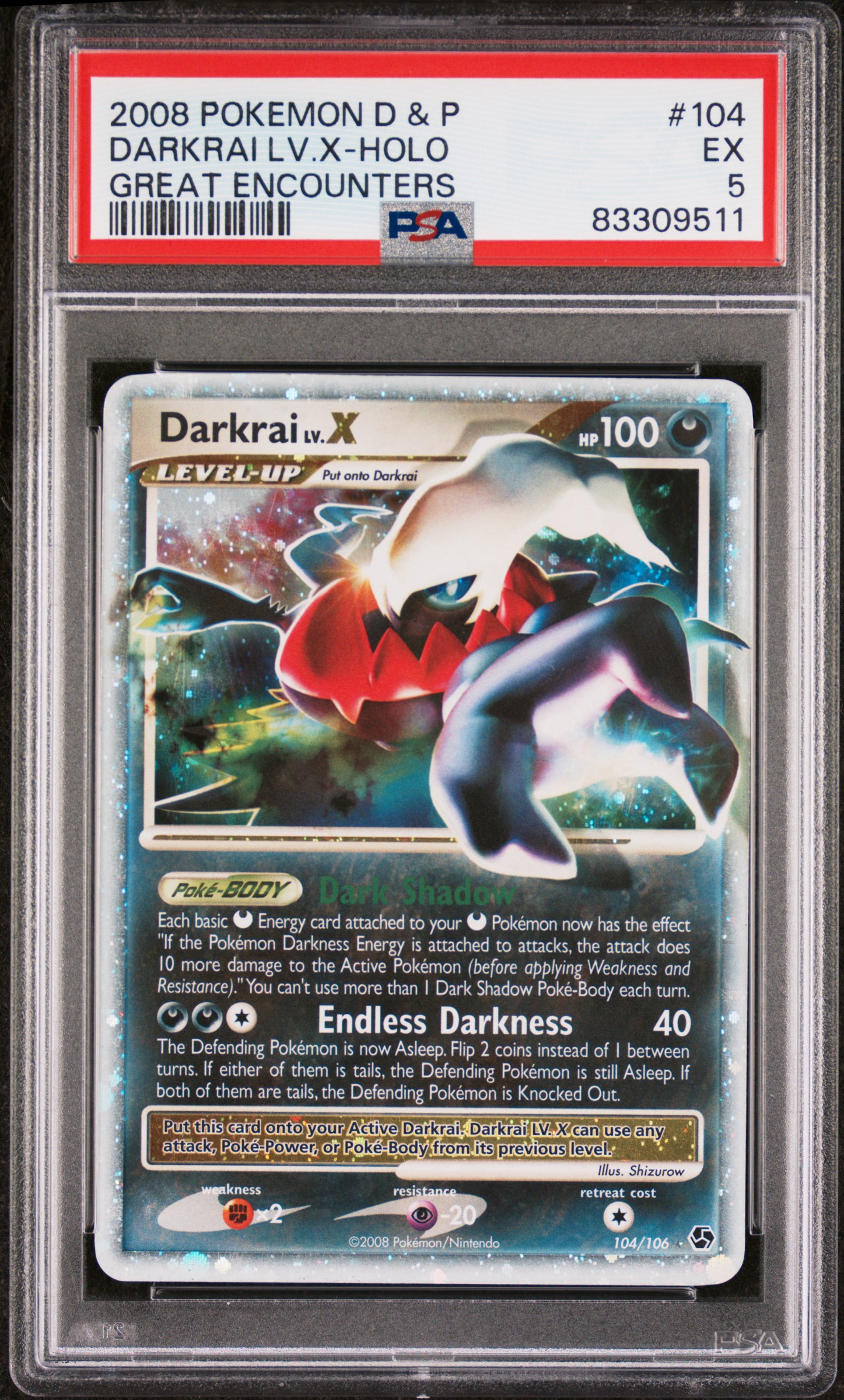 2008 POKEMON DIAMOND & PEARL GREAT ENCOUNTERS #104 DARKRAI LV.X-HOLO GREAT ENCOUNTERS