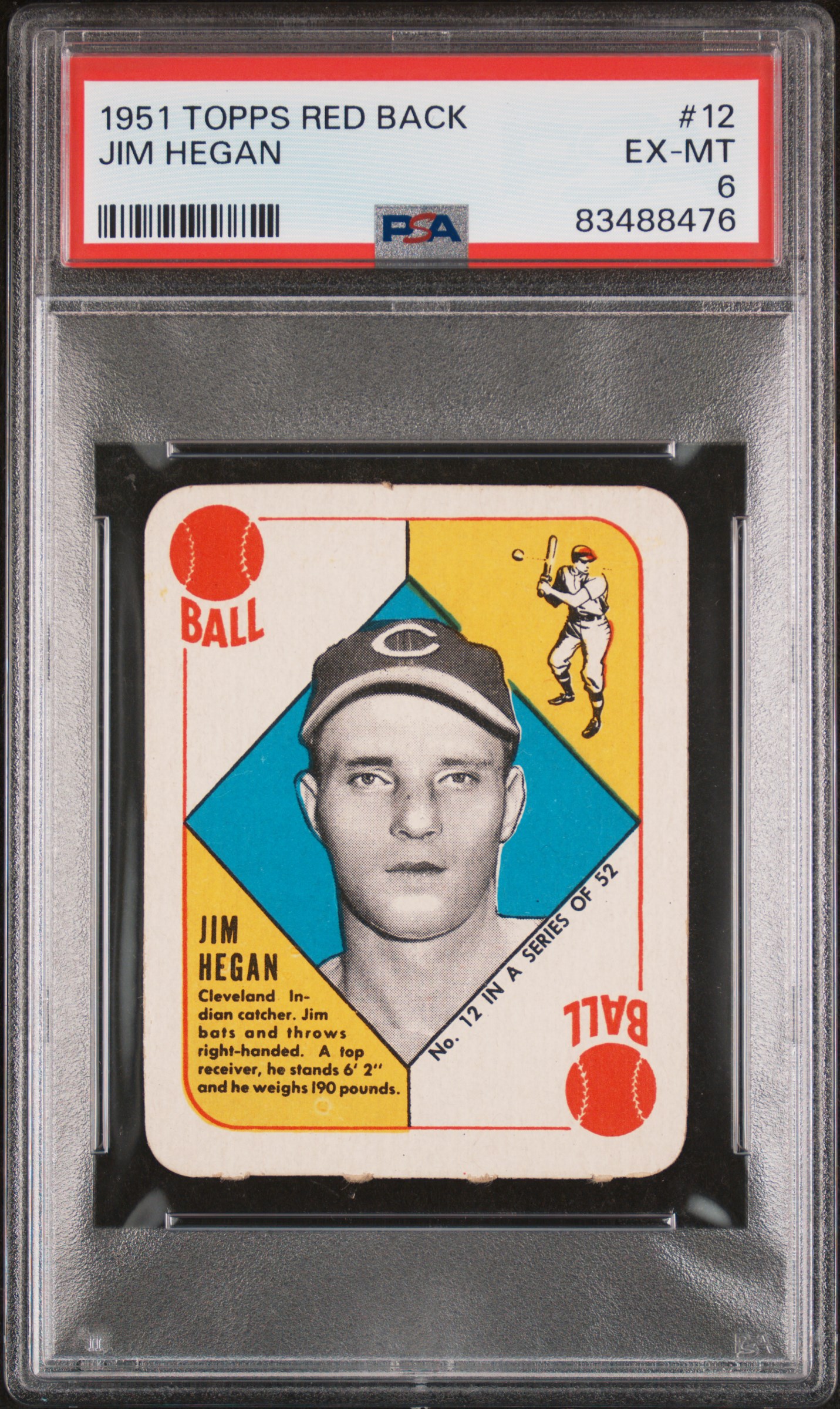 1951 TOPPS RED BACK #12 JIM HEGAN