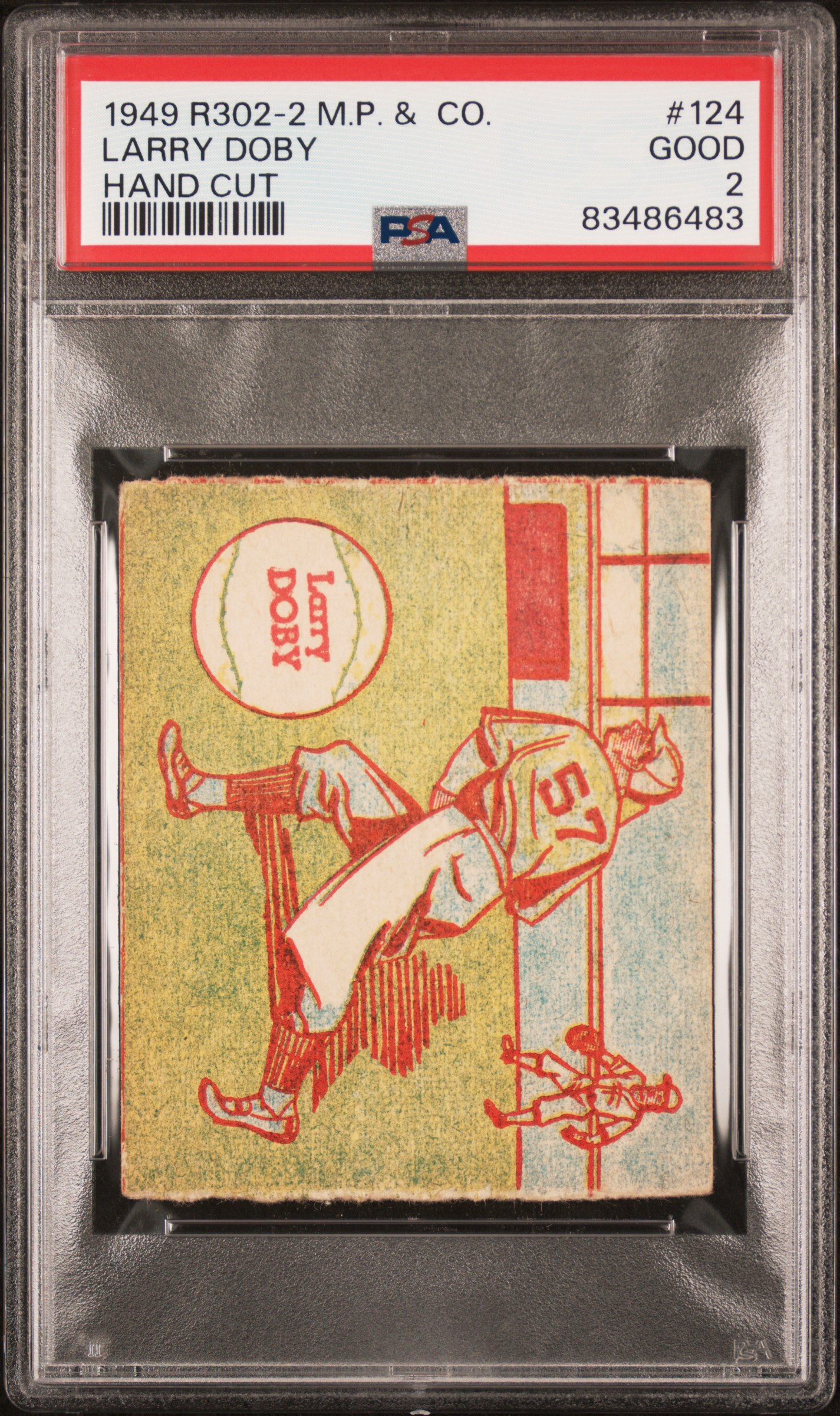 1949 R302-2 M.P. & CO. #124 LARRY DOBY HAND CUT