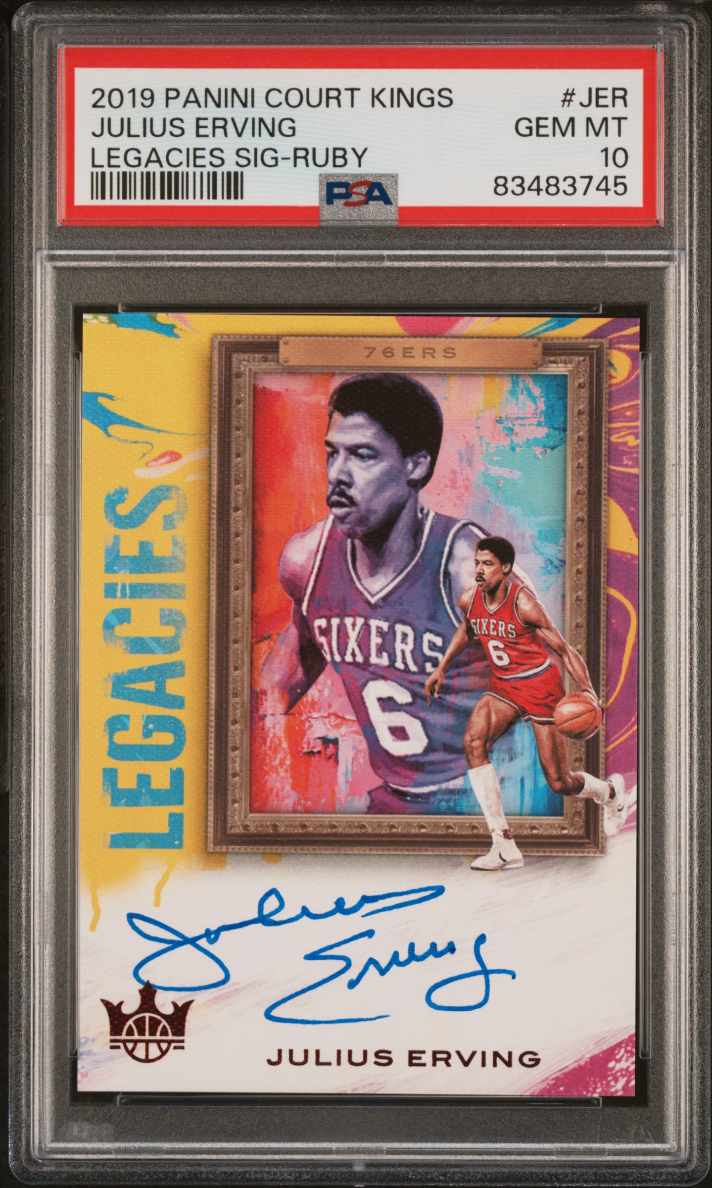 2019 PANINI COURT KINGS LEGACIES SIGNATURES #JER JULIUS ERVING LEGACIES SIG-RUBY