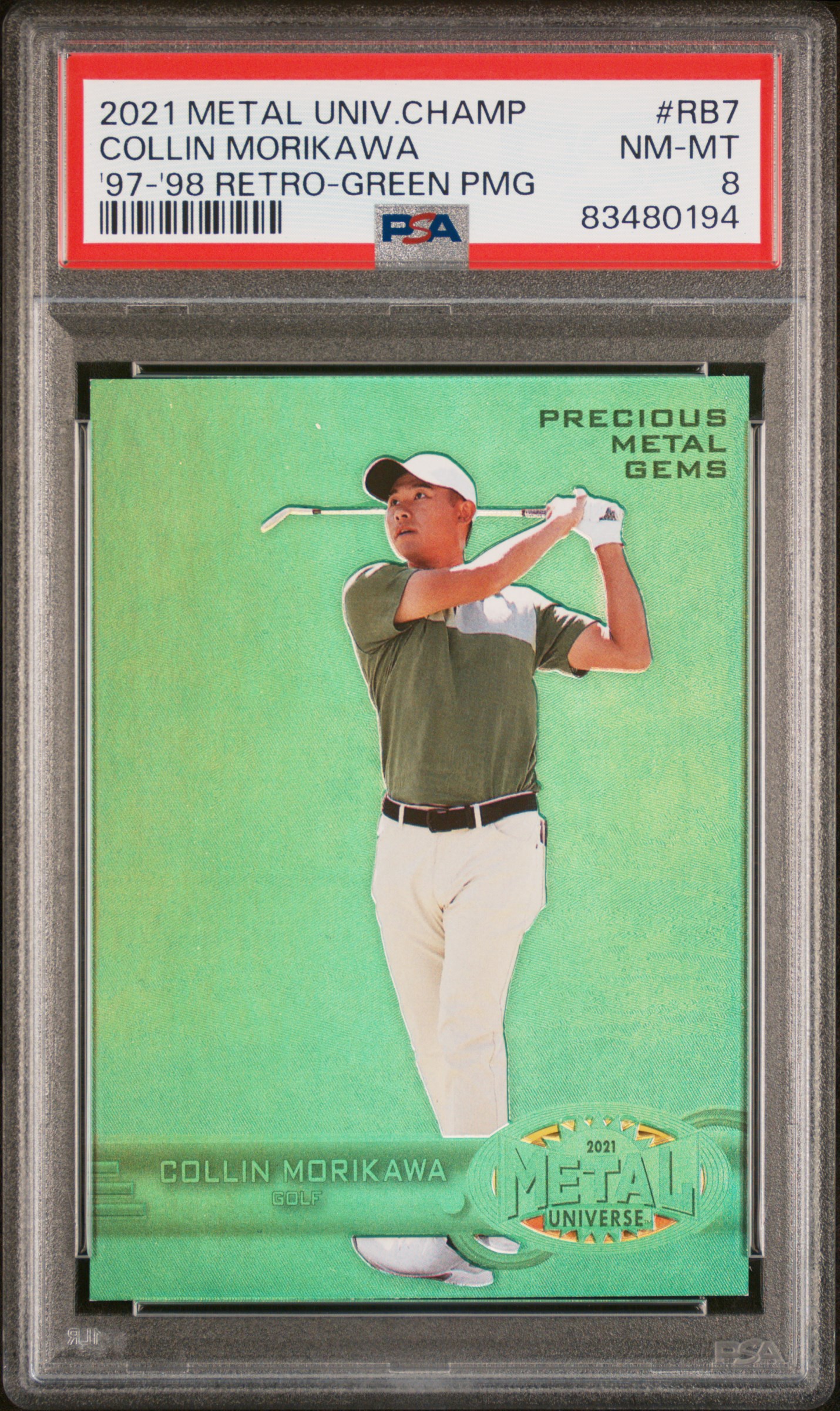 2021 SKYBOX METAL UNIVERSE CHAMPIONS 1997-98 RETRO #RB7 COLLIN MORIKAWA '97-'98 RETRO-GREEN PMG