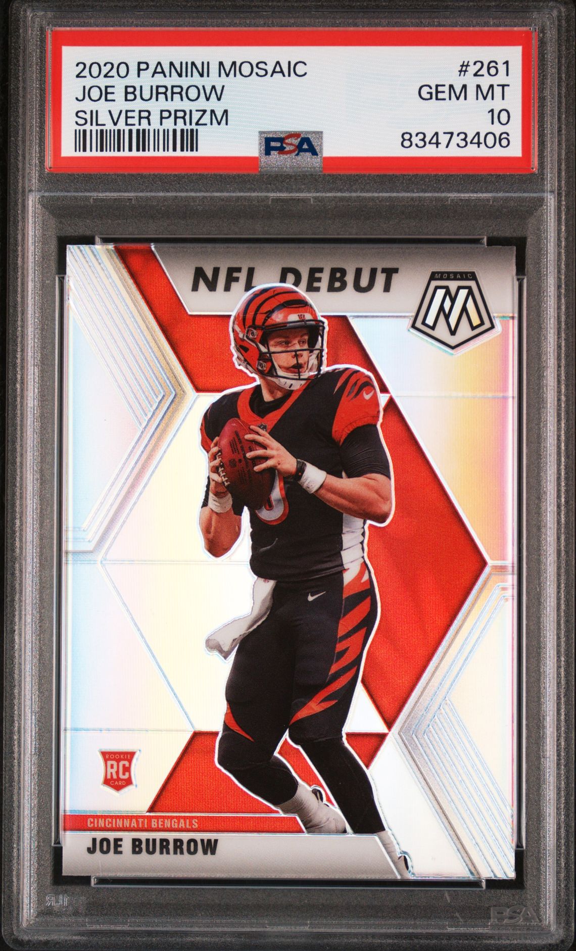 2020 Panini Mosaic Joe Burrow #261 (Silver Prizm) Gem Mt 10 front