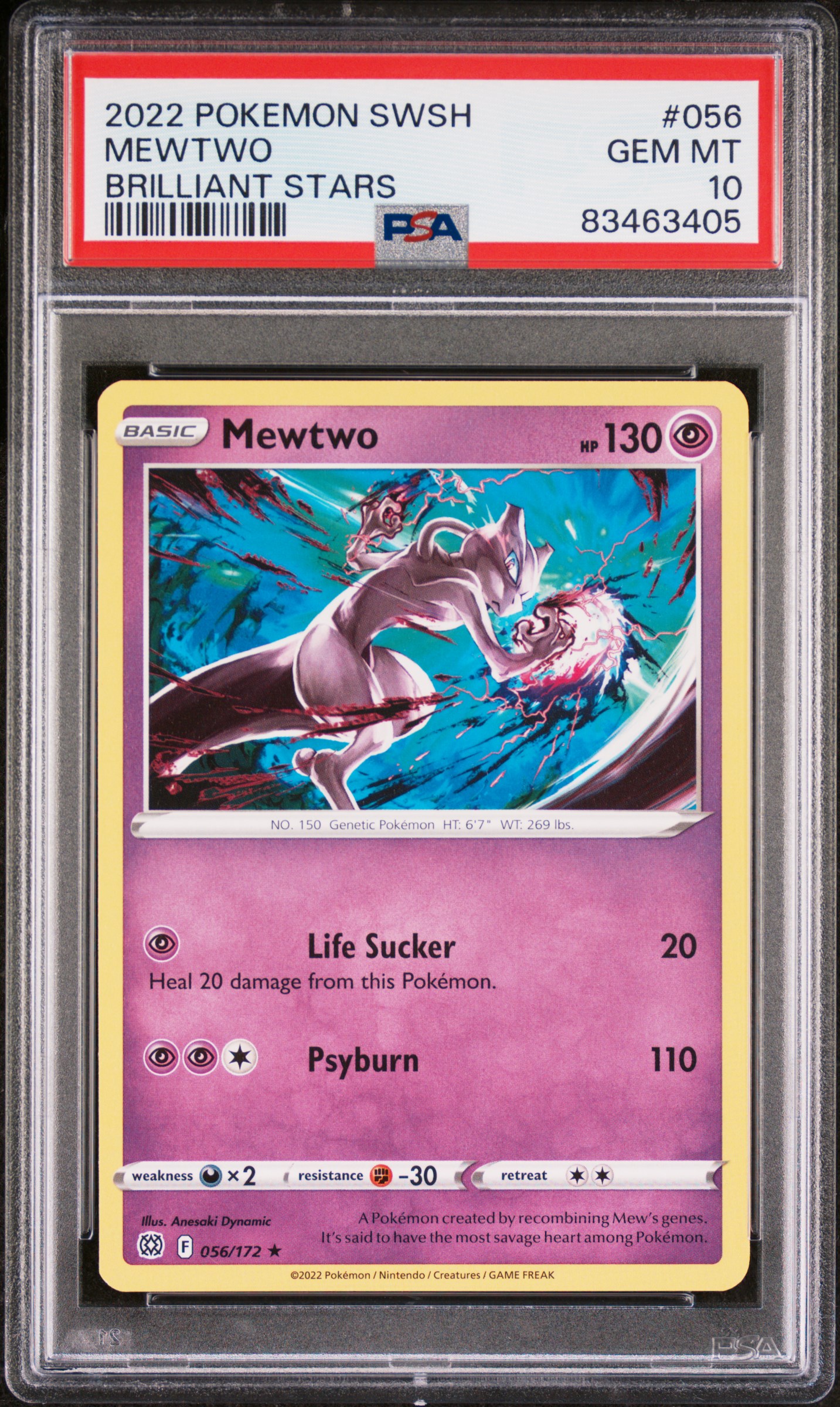 2022 POKEMON SWORD & SHIELD BRILLIANT STARS #056 MEWTWO BRILLIANT STARS