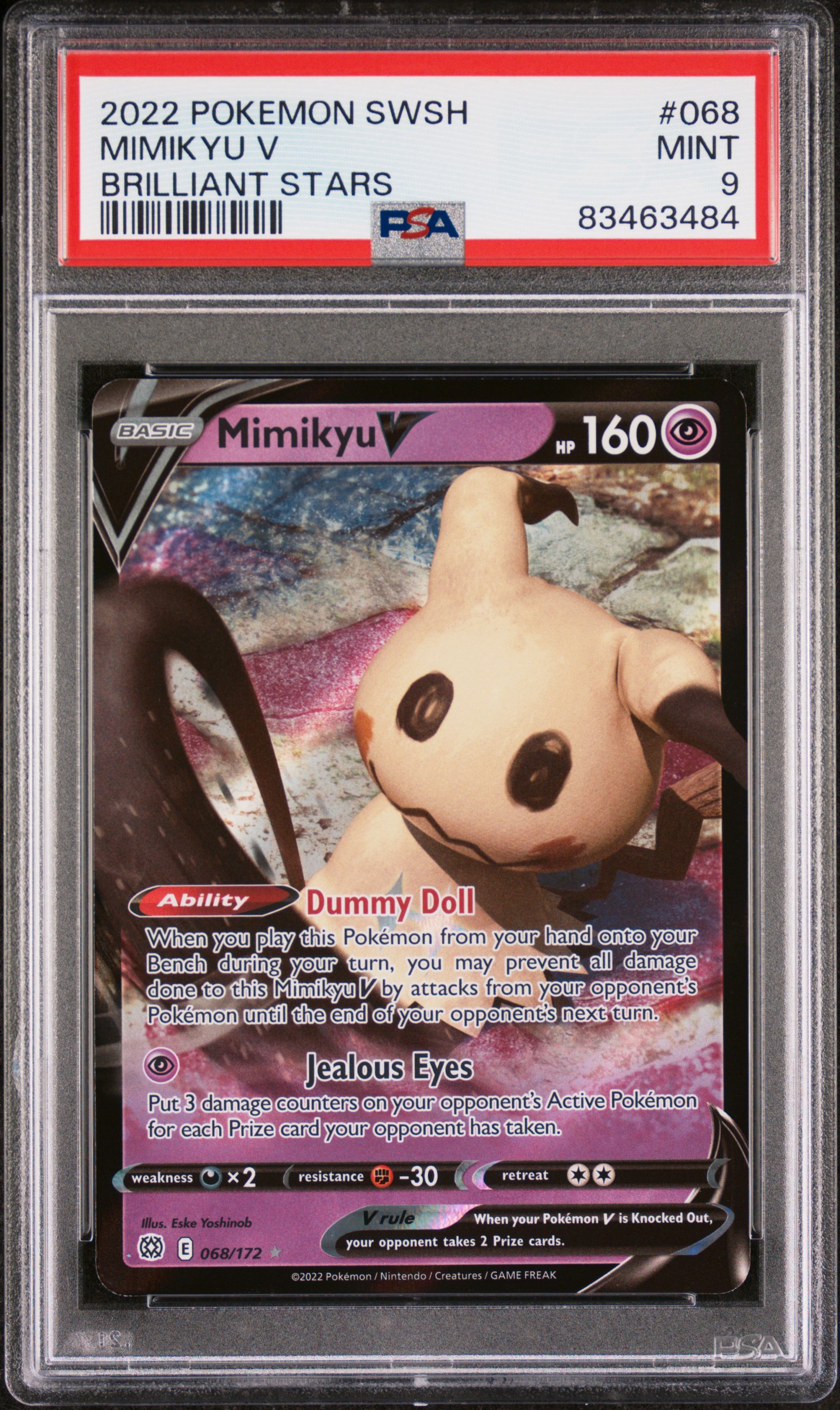 2022 POKEMON SWORD & SHIELD BRILLIANT STARS #068 MIMIKYU V BRILLIANT STARS