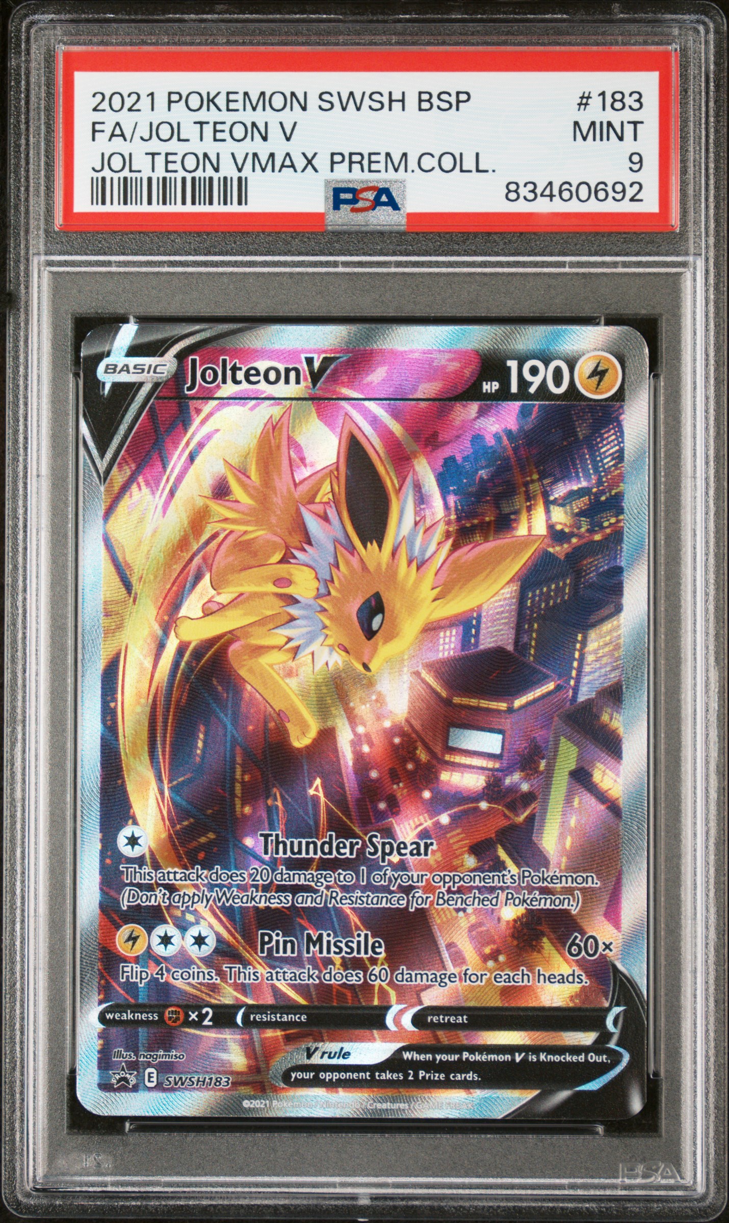 2021 POKEMON SWSH BLACK STAR PROMO #183 FA/JOLTEON V JOLTEON VMAX PREM.COLL.