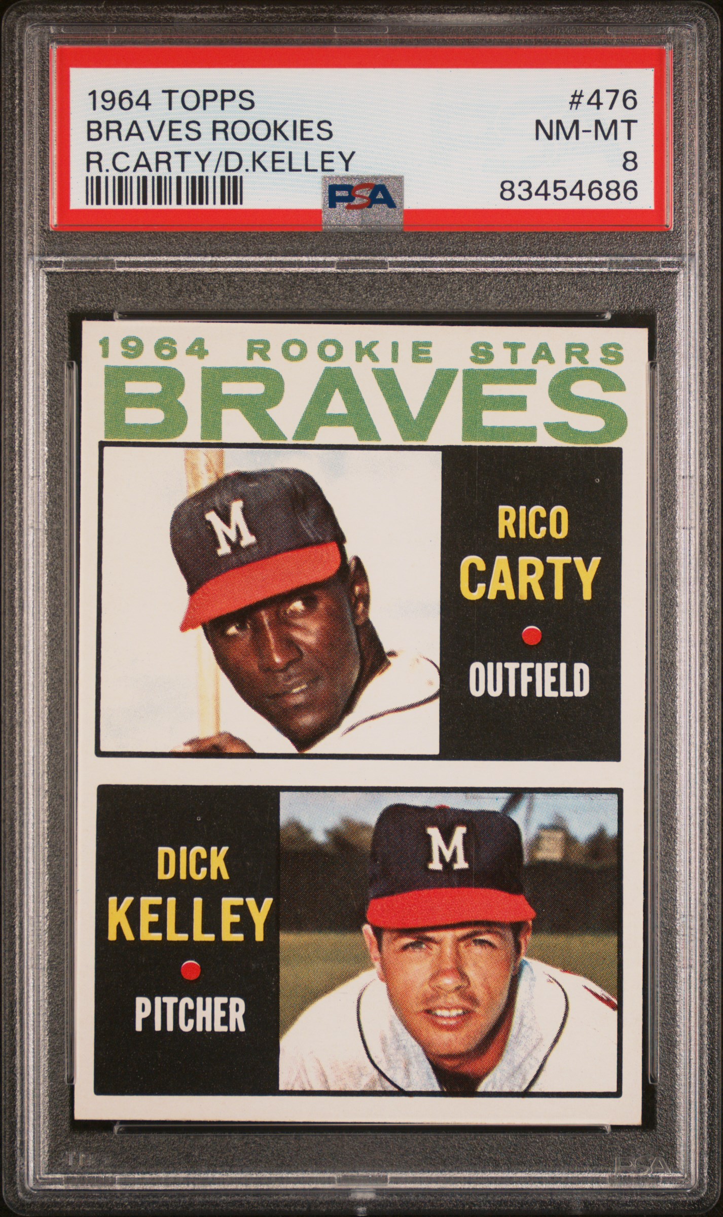 1964 TOPPS #476 BRAVES ROOKIES R.CARTY/D.KELLEY