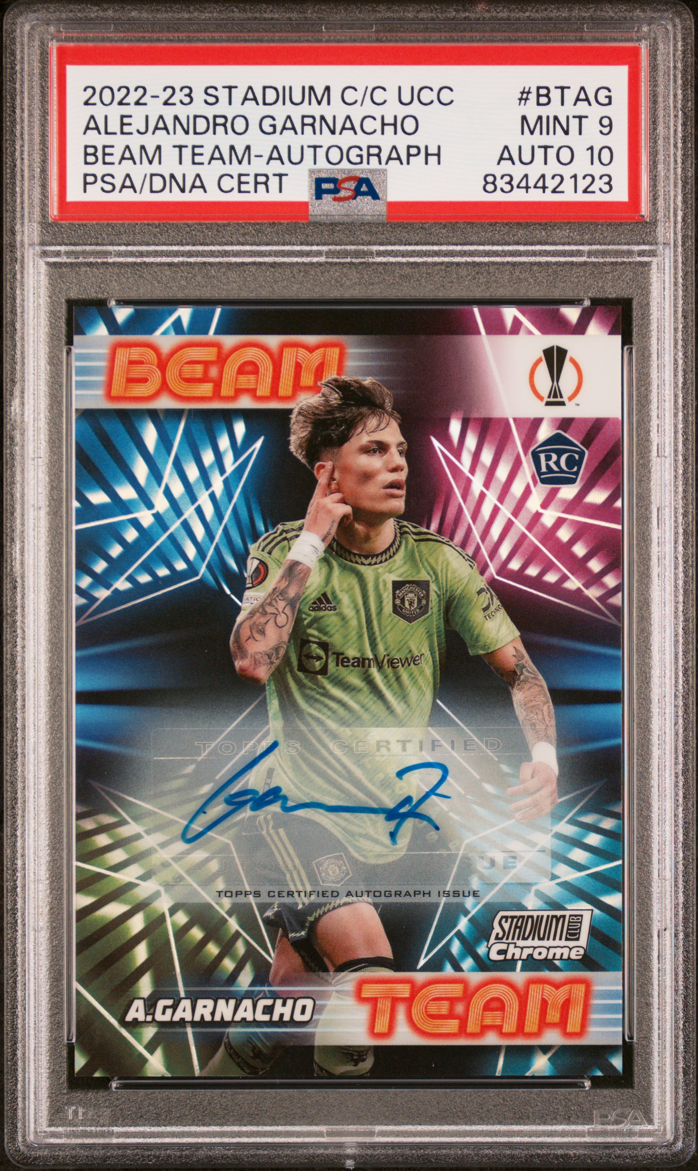 2022-23 TOPPS STADIUM CLUB CHROME UEFA CLUB COMPETITIONS BEAM TEAM #BTAG ALEJANDRO GARNACHO BEAM TEAM-AUTOGRAPH