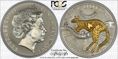 2003 $1 Kangaroo Ag Gilt MS69