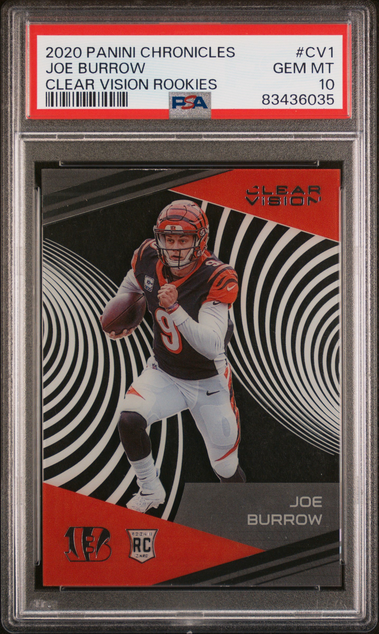 2020 PANINI CHRONICLES CLEAR VISION ROOKIES #CV1 JOE BURROW CLEAR VISION ROOKIES