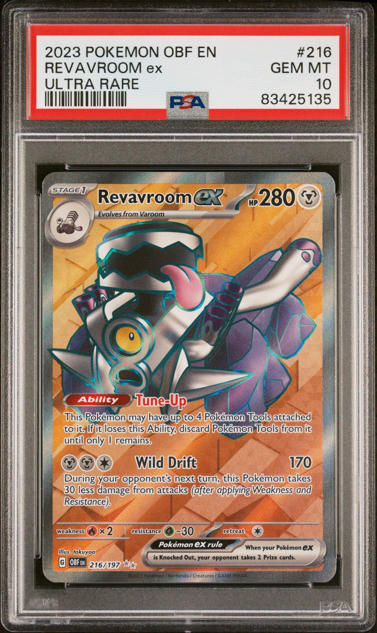 2023 Pokemon Obf En-Obsidian Flames Ultra Rare #216 Revavroom Ex – PSA GEM MT 10