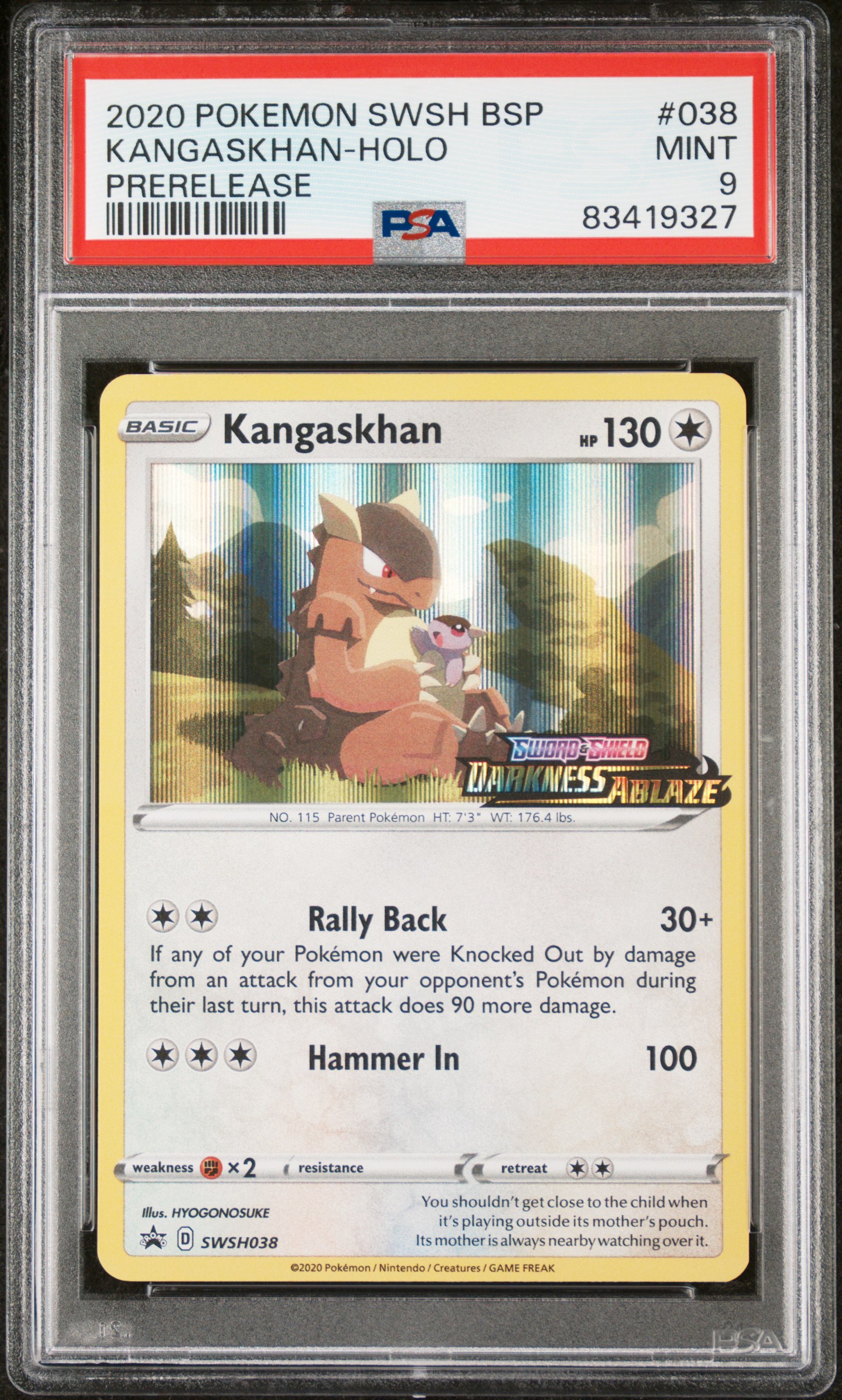 2020 POKEMON SWSH BLACK STAR PROMO #038 KANGASKHAN-HOLO PRERELEASE