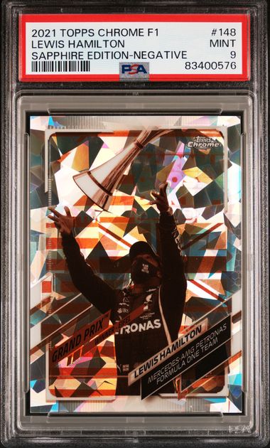 2021 Topps Chrome F1 authentic Lewis Hamilton Negative Sapphire PSA 9 Formula 1 Racing