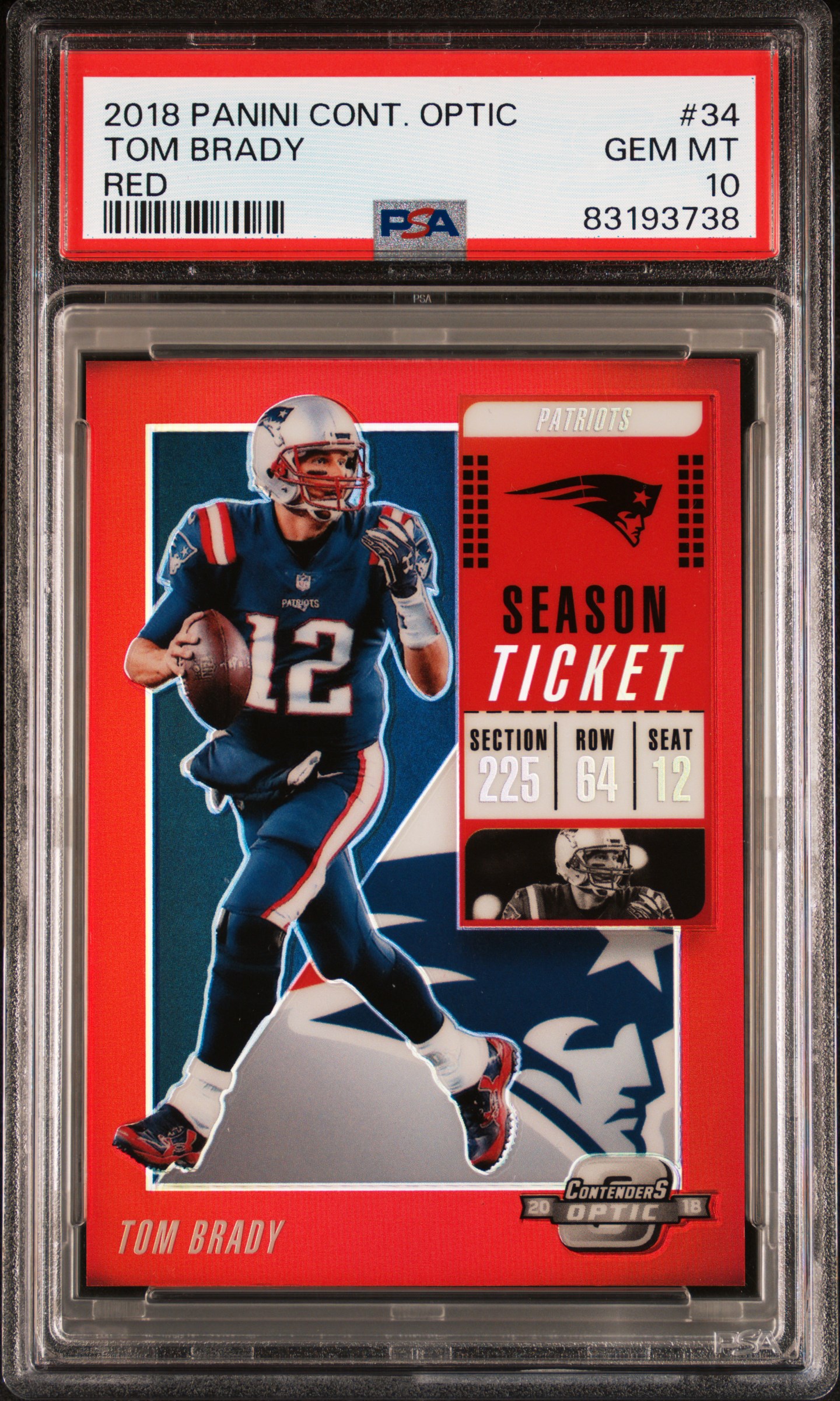 2018 PANINI CONTENDERS OPTIC #34 TOM BRADY RED