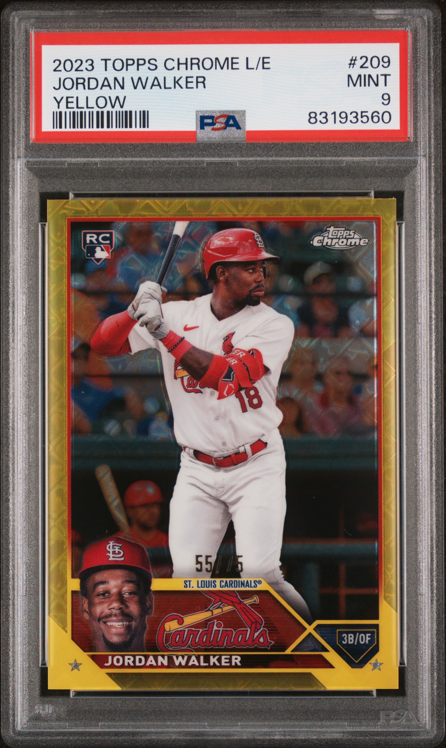 2023 Topps Chrome Logofractor Edition Jordan Walker #209 (Yellow Refractor) Mint 9 front