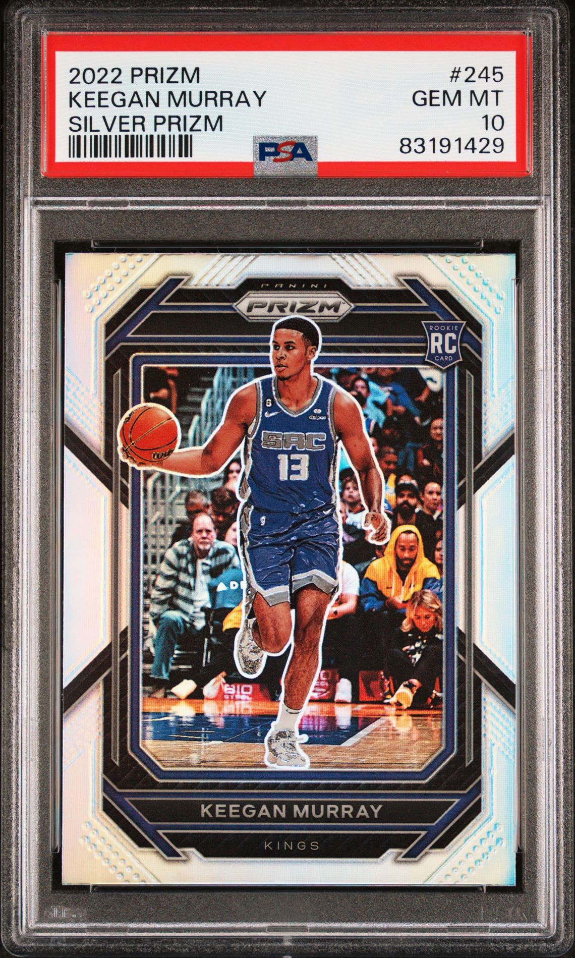 2022 Panini Prizm Keegan Murray #245 (Silver Prizm) Gem Mt 10 front view - PSA graded GEM MT 10