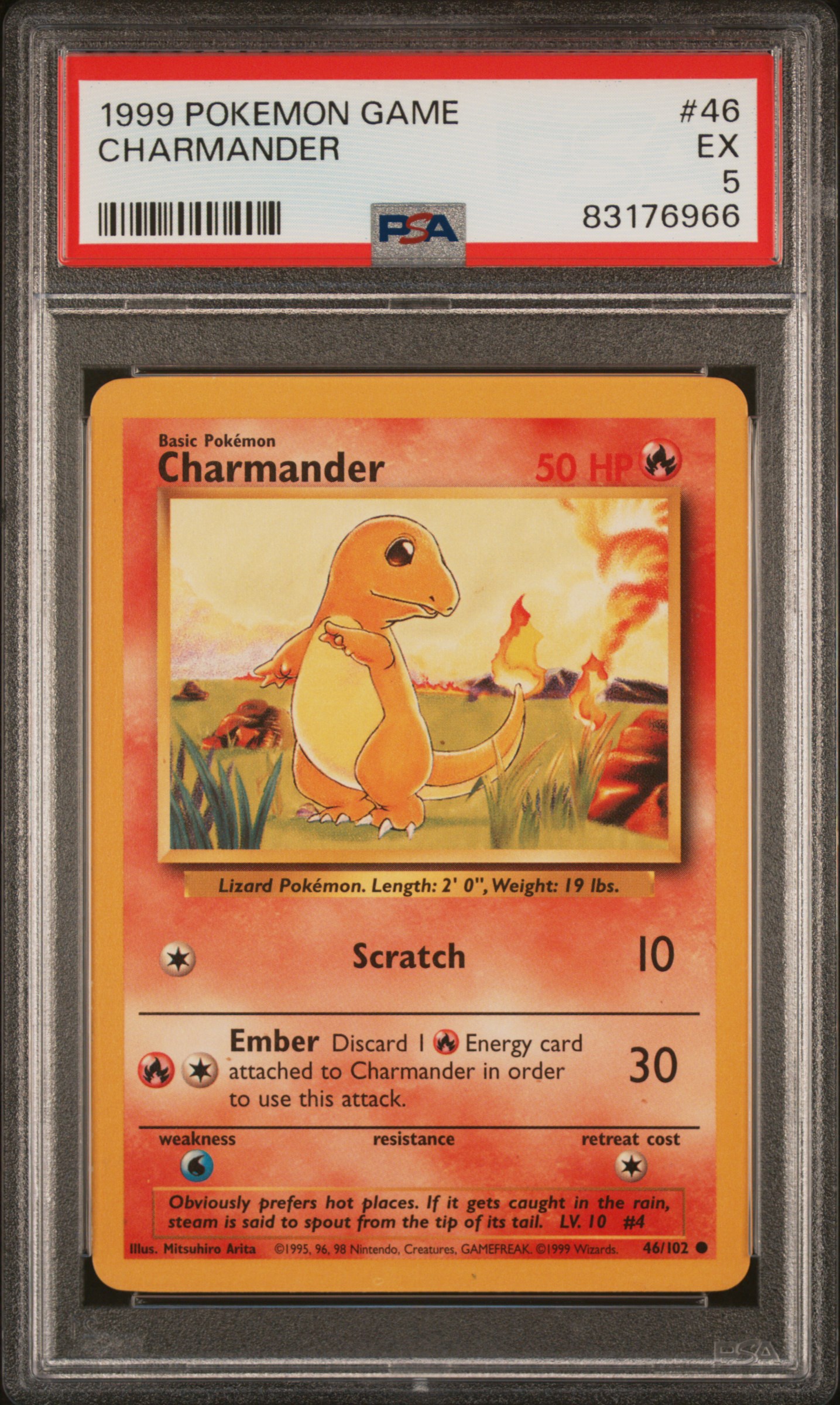 1999 Pokemon Game #46 Charmander – PSA EX 5