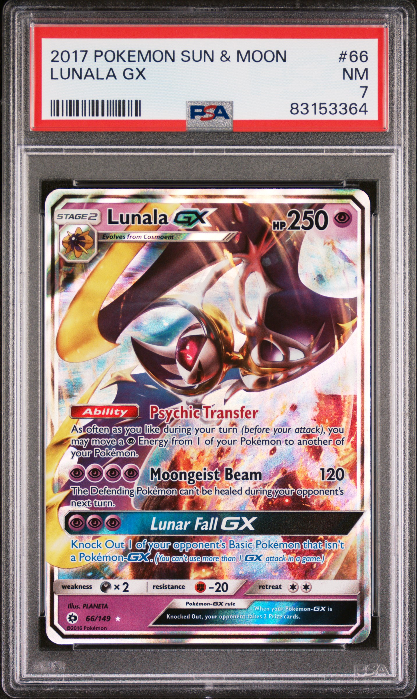 2017 POKEMON SUN & MOON #66 LUNALA GX