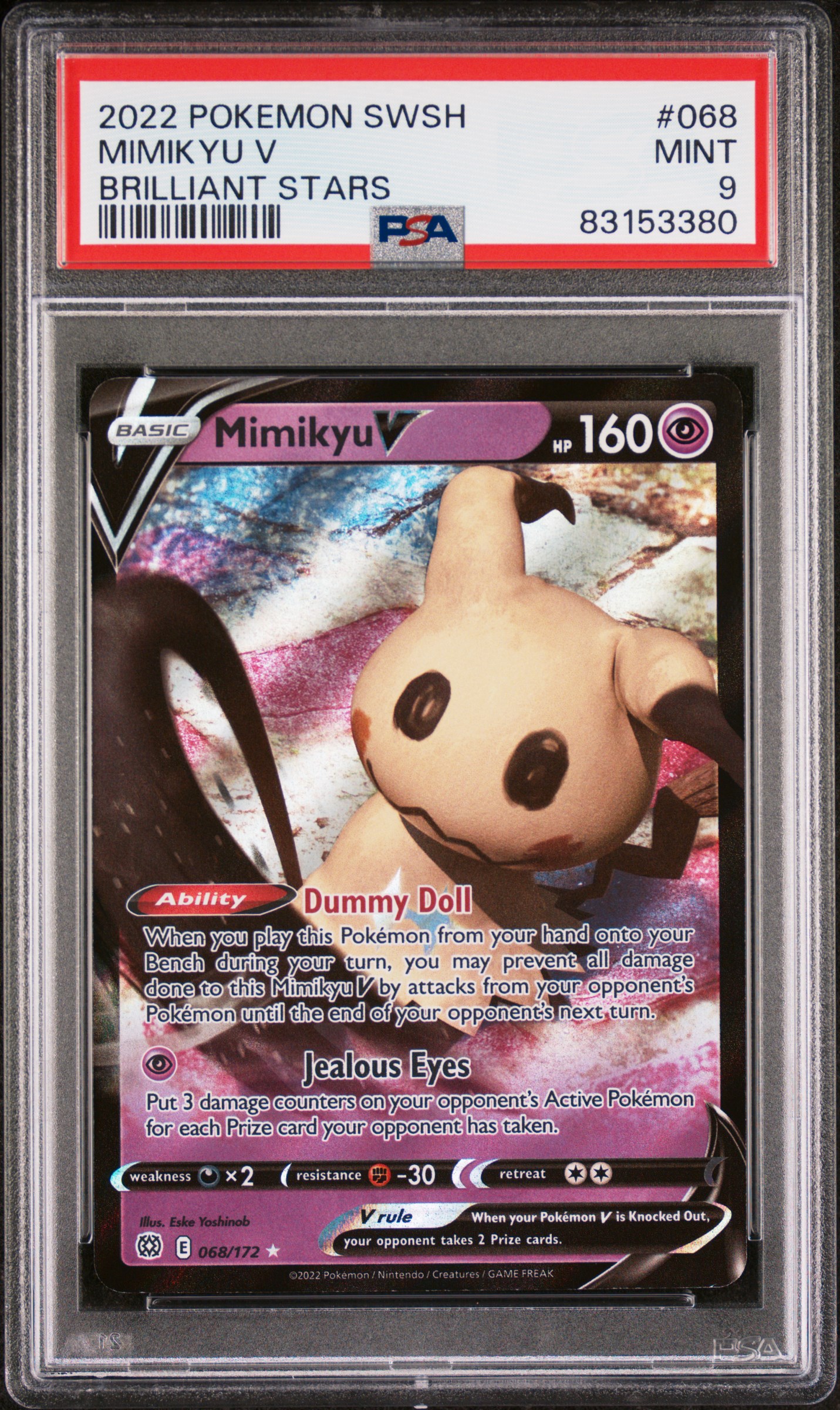 2022 POKEMON SWORD & SHIELD BRILLIANT STARS #068 MIMIKYU V BRILLIANT STARS