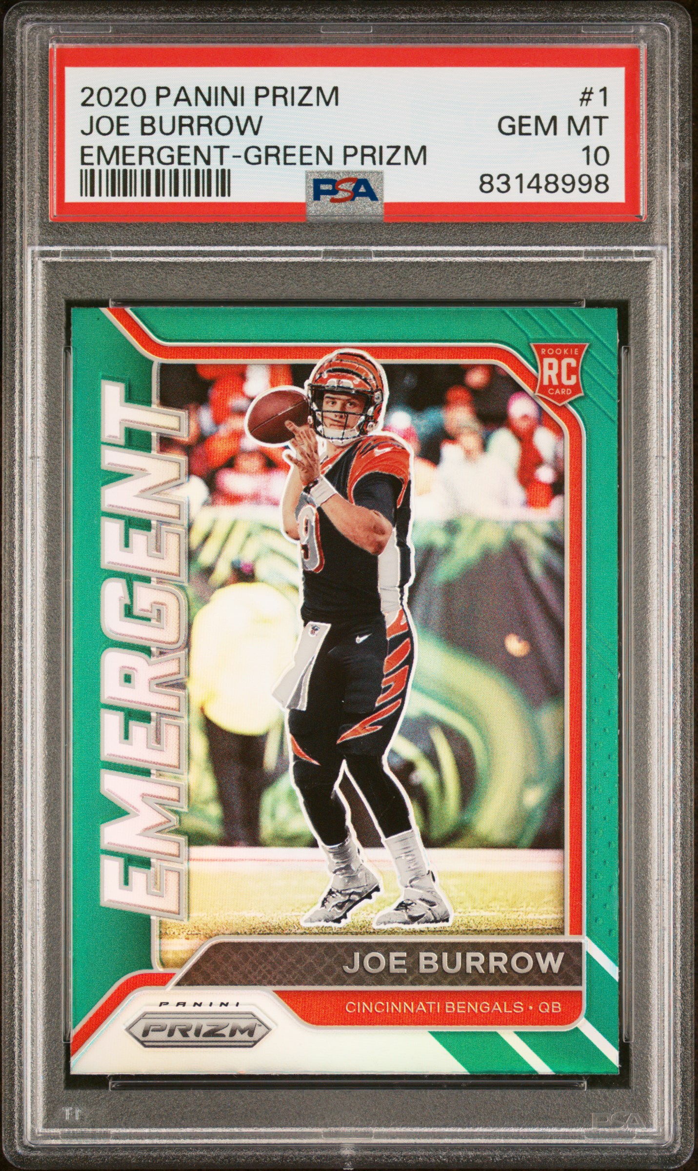 2020 PANINI PRIZM EMERGENT #1 JOE BURROW EMERGENT-GREEN PRIZM